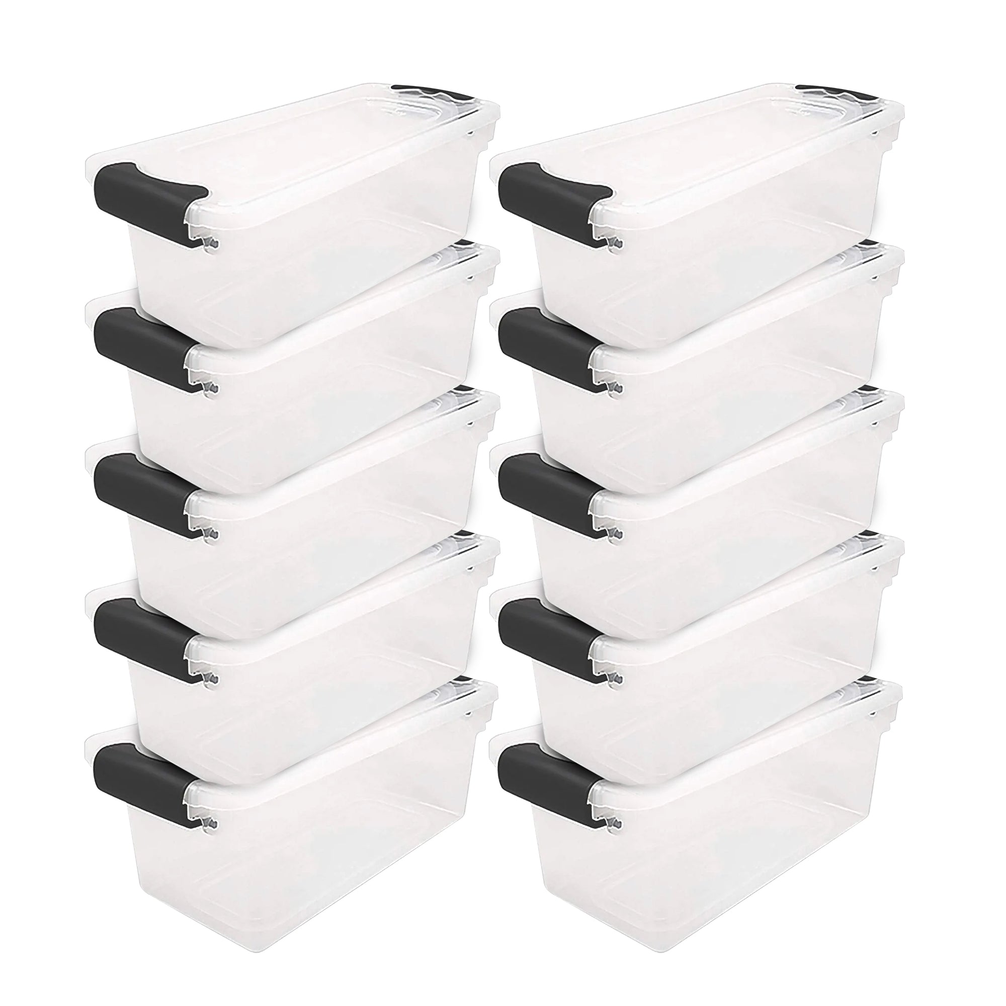 Homz 7.5 Qt Clear Storage Organizing Container Bins with Latching Lids, 10 Pack