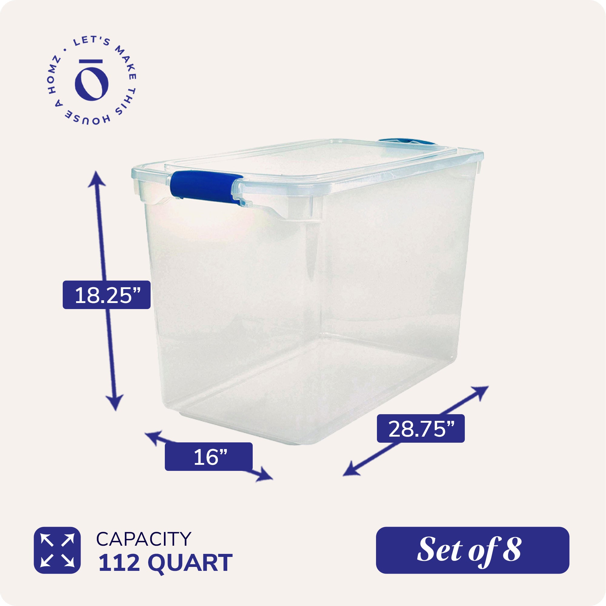 Homz 7.5 Qt Clear Storage Organizing Container Bins with Latching Lids, 10 Pack