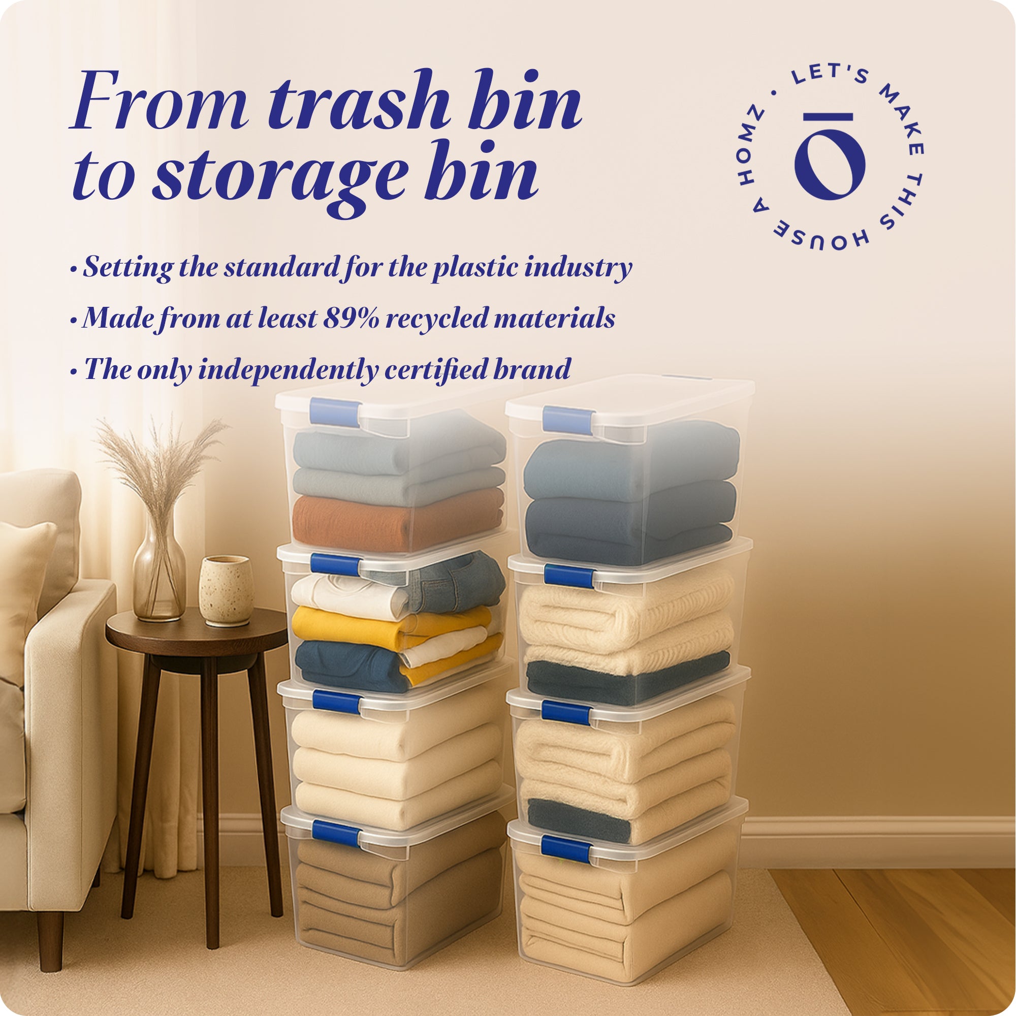 Homz 7.5 Qt Clear Storage Organizing Container Bins with Latching Lids, 10 Pack