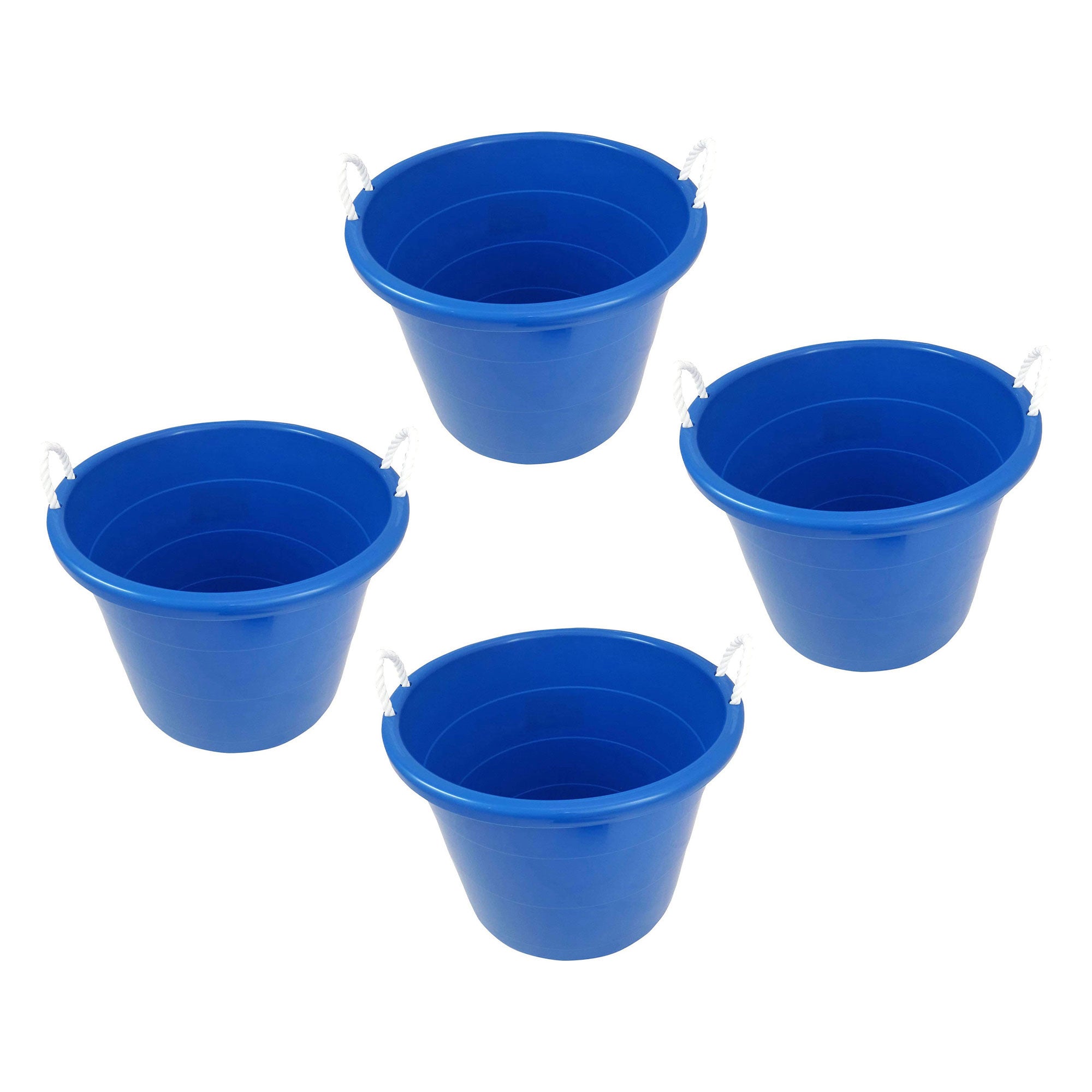 Homz 18 Gal Plastic Open Storage Round Utility Tub with Handles, Blue (4 Pack) - VMInnovations