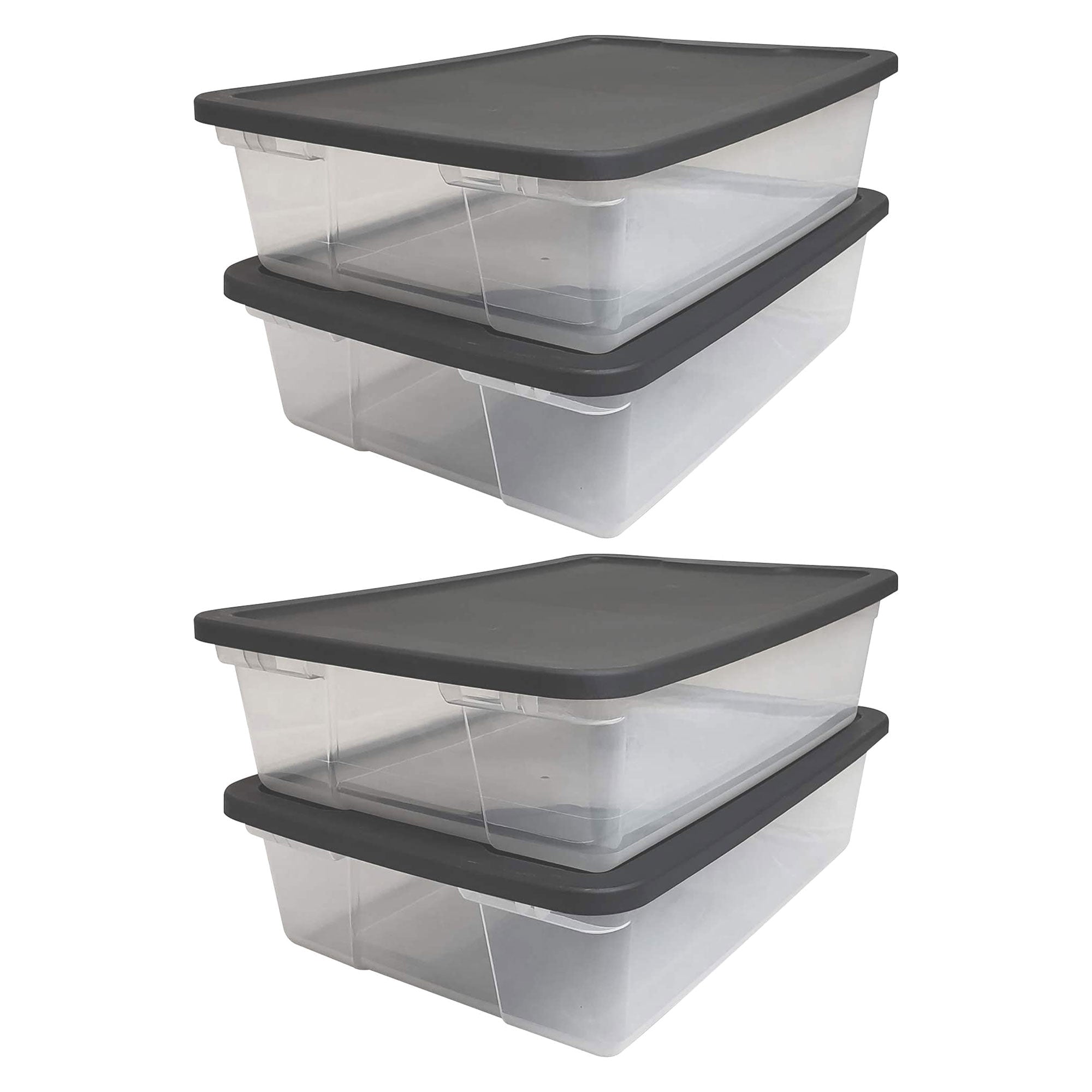 Homz Snaplock 28 Quart Clear Organizer Storage Container Bin with Lid, (4 Pack) - VMInnovations