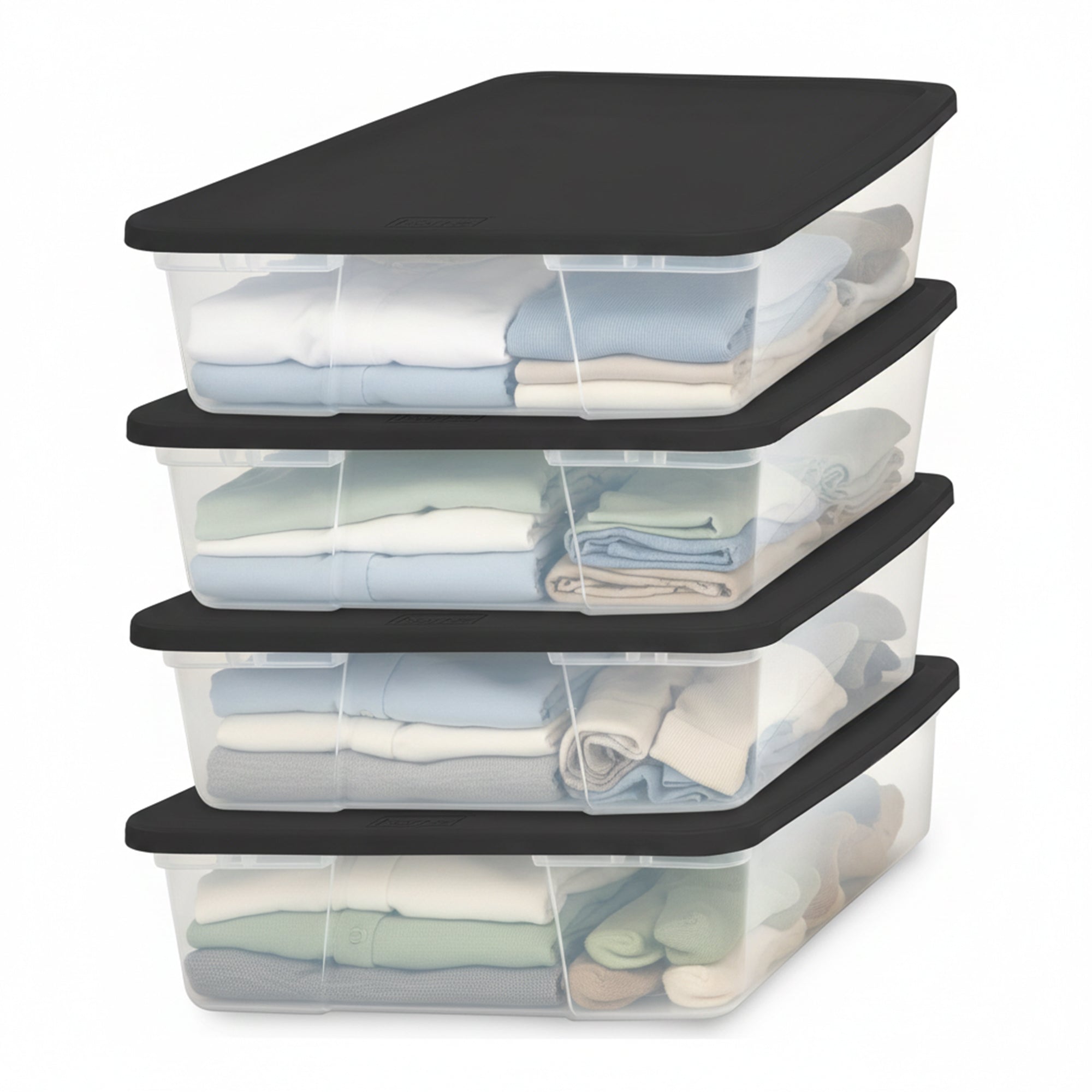 Homz Snaplock 28 Quart Clear Organizer Storage Container Bin with Lid, (4 Pack)