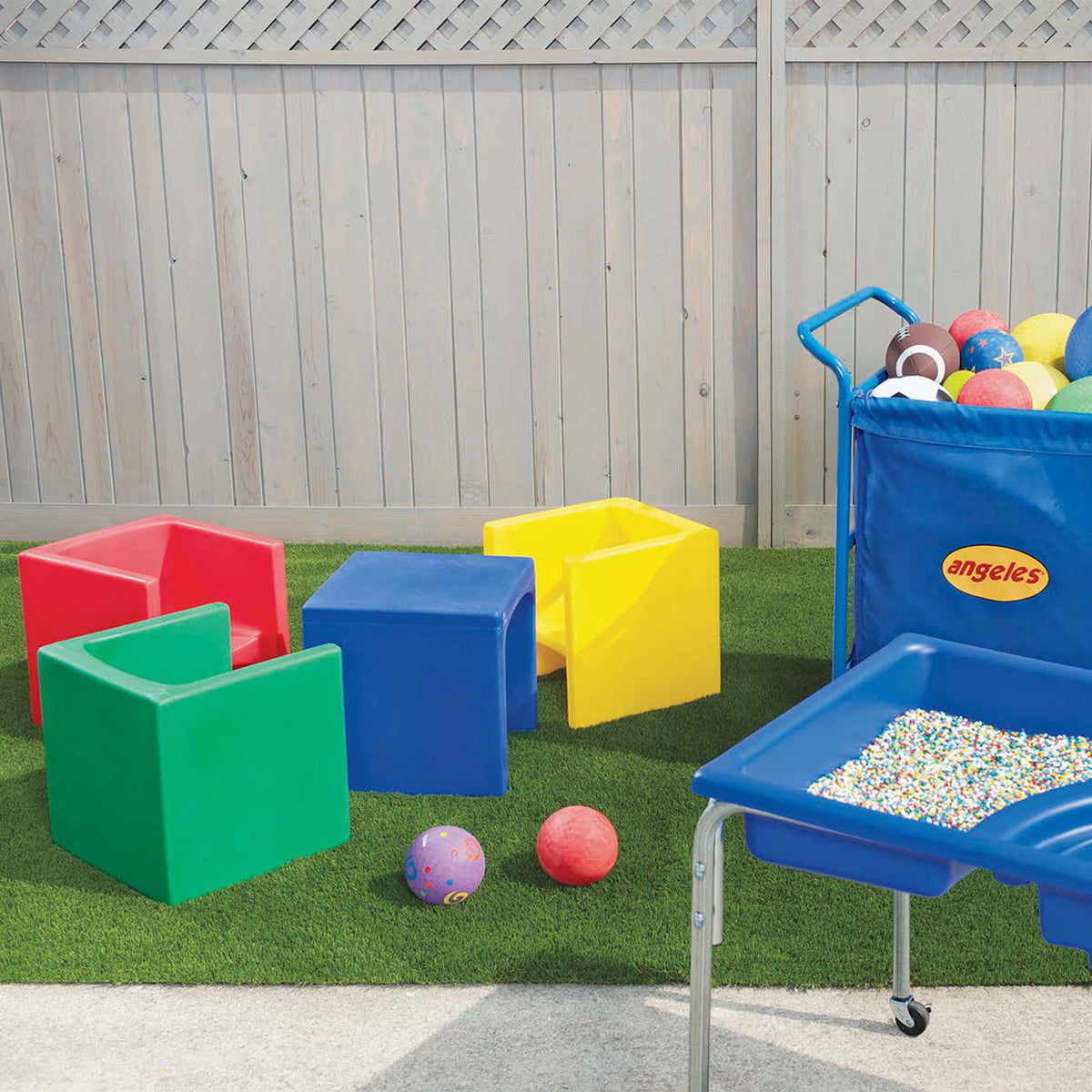 Children's Factory Kids Cube Chair For Classroom & Playroom, Blue (Open Box)