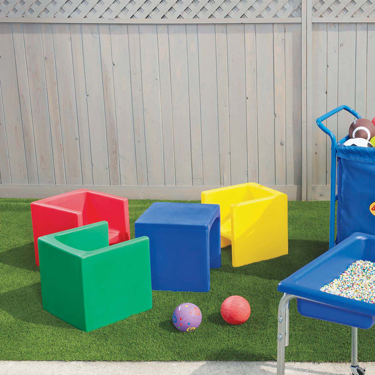 Children's Factory Indoor Outdoor Classroom & Playroom Kids Cube Chair, Yellow - VMInnovations