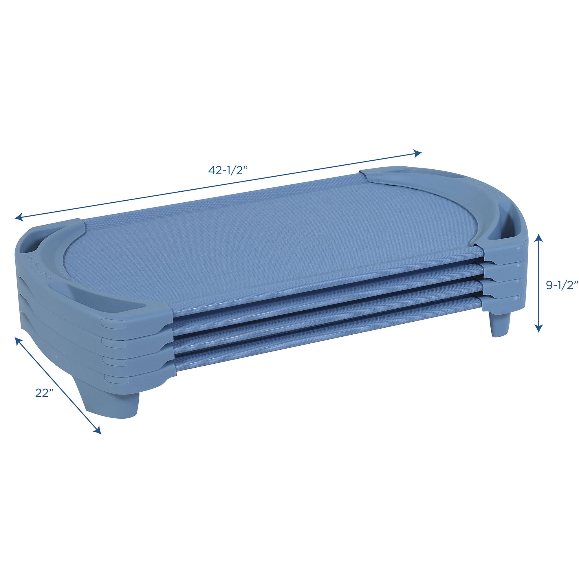 Angeles SpaceLine Toddler Portable Nap Cots for Kids, Wedgewood Blue (4 Pack)