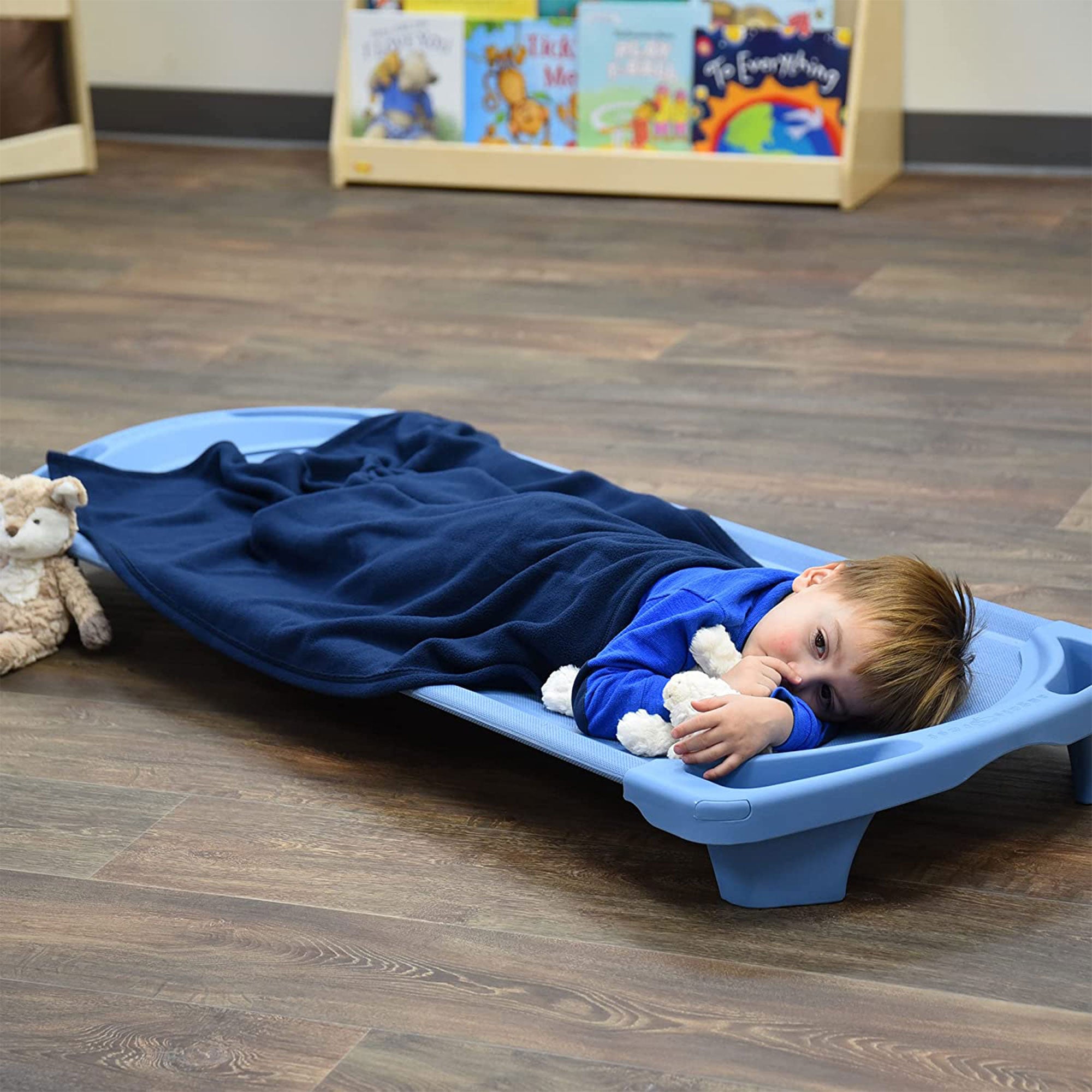 Angeles SpaceLine Toddler Portable Nap Cots for Kids, Wedgewood Blue (4 Pack)