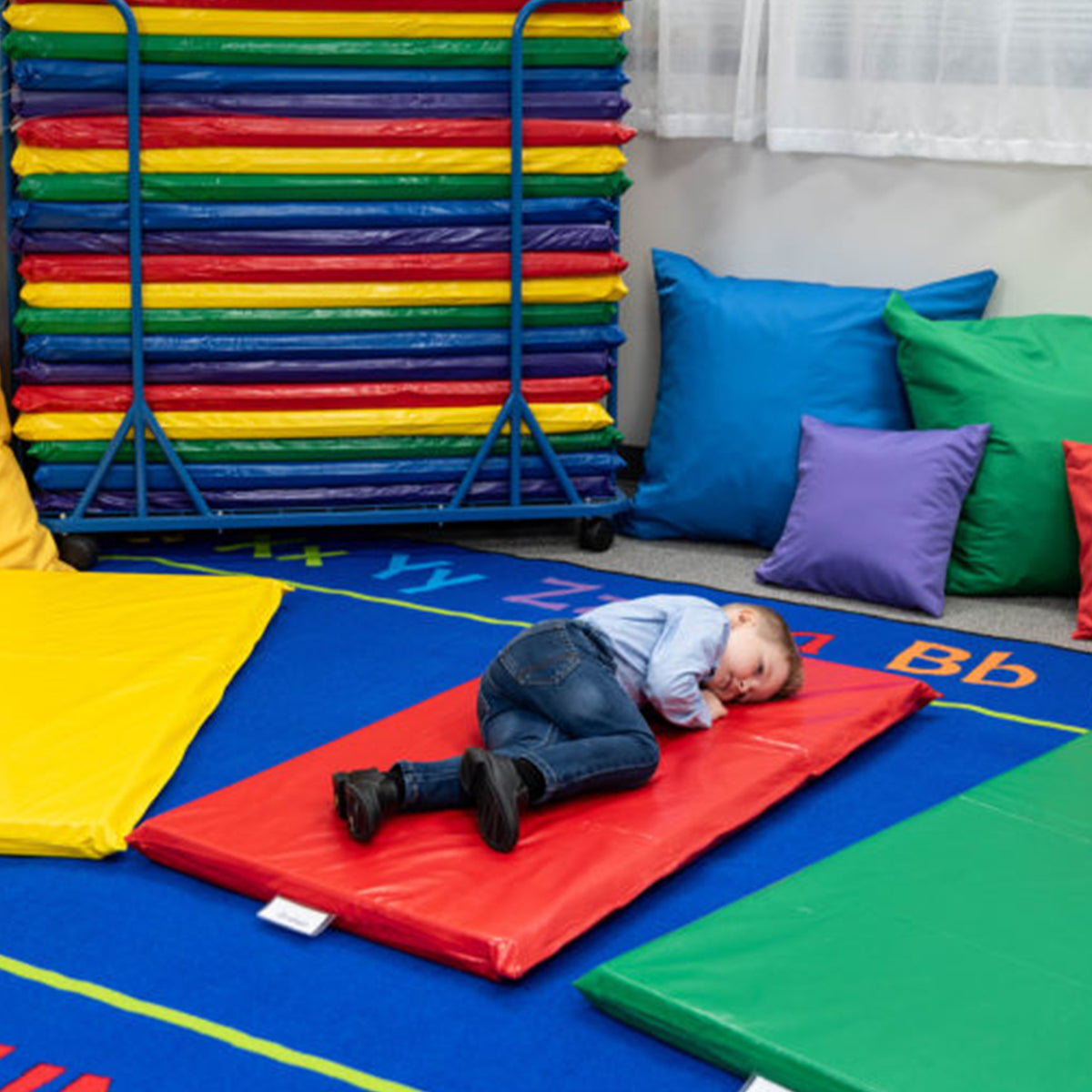 Children's Factory 2 Inch Daycare Floor Sleeping Rest Mats, Rainbow (Set of 5) - VMInnovations