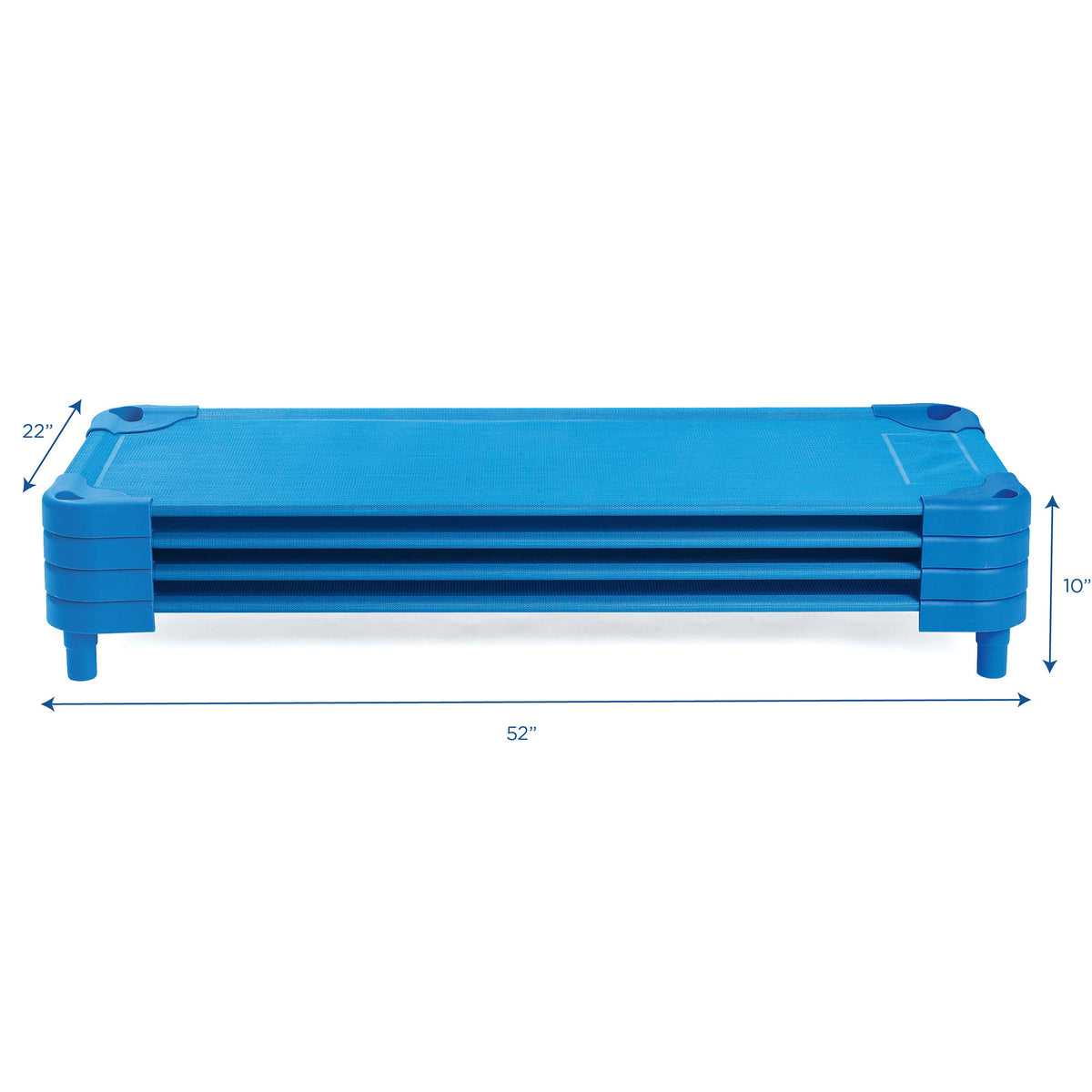 Angeles Value Line Standard Portable Stackable Nap Cots for Kids, Blue (4 Pack) - VMInnovations