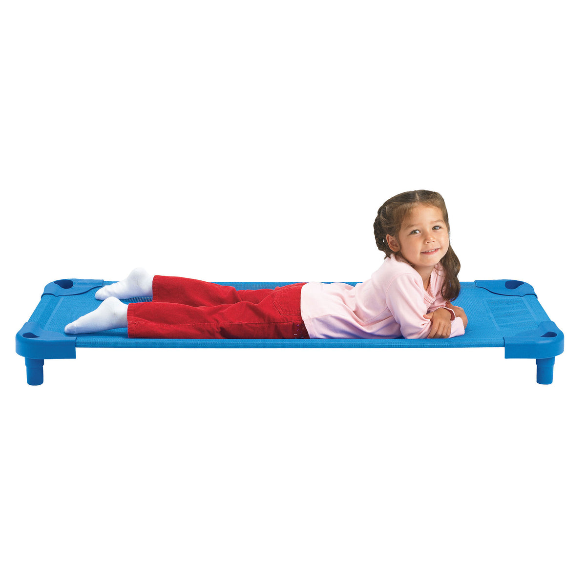 Angeles Value Line Standard Portable Stackable Nap Cots for Kids, Blue (4 Pack) - VMInnovations