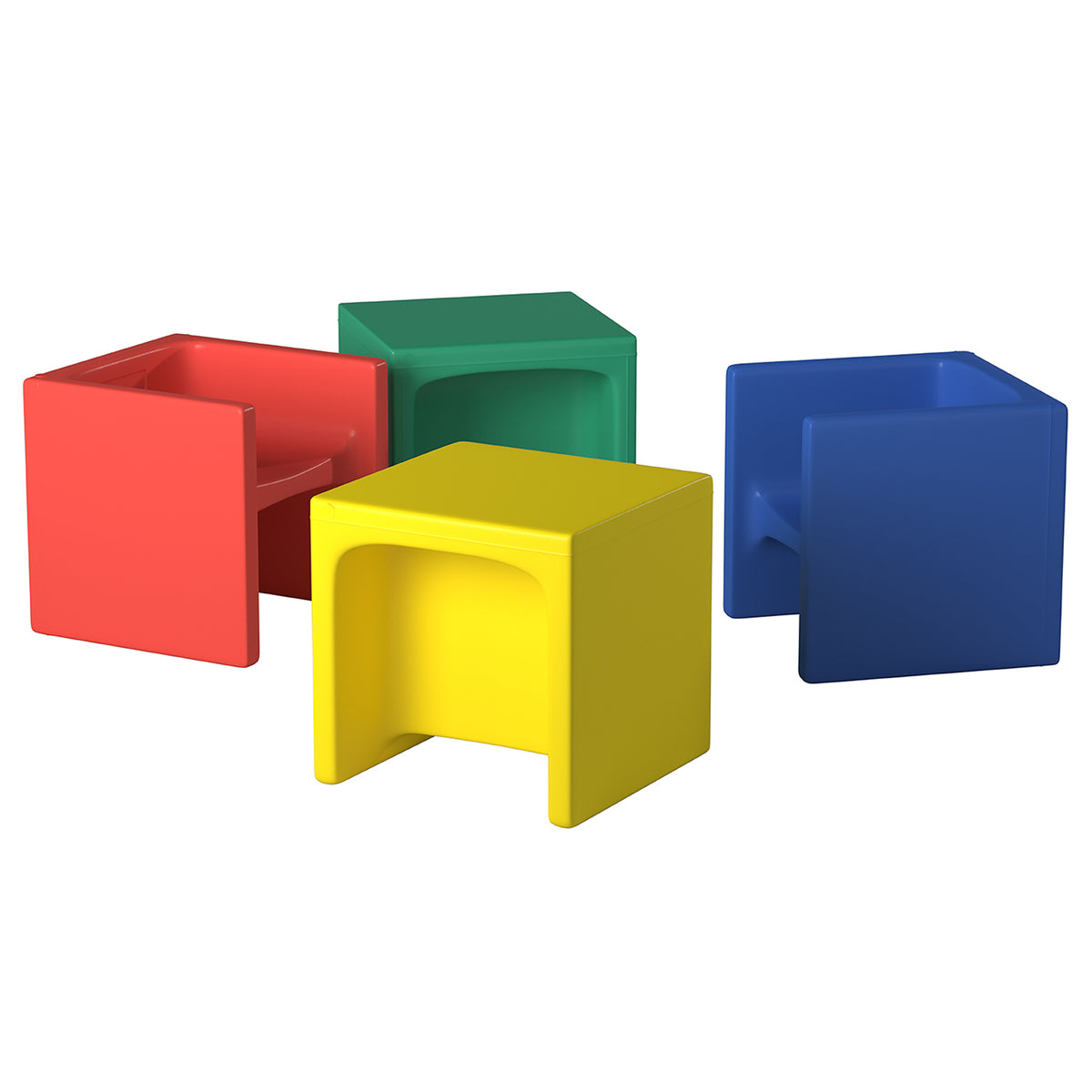 Children's Factory Indoor Outdoor Classrom Kids Cube Chair, Multicolor 4 Pack - VMInnovations