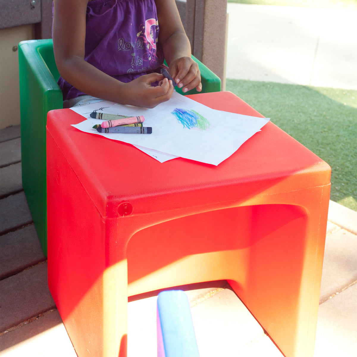 Children's Factory Indoor Outdoor Classrom Kids Cube Chair, Multicolor 4 Pack - VMInnovations