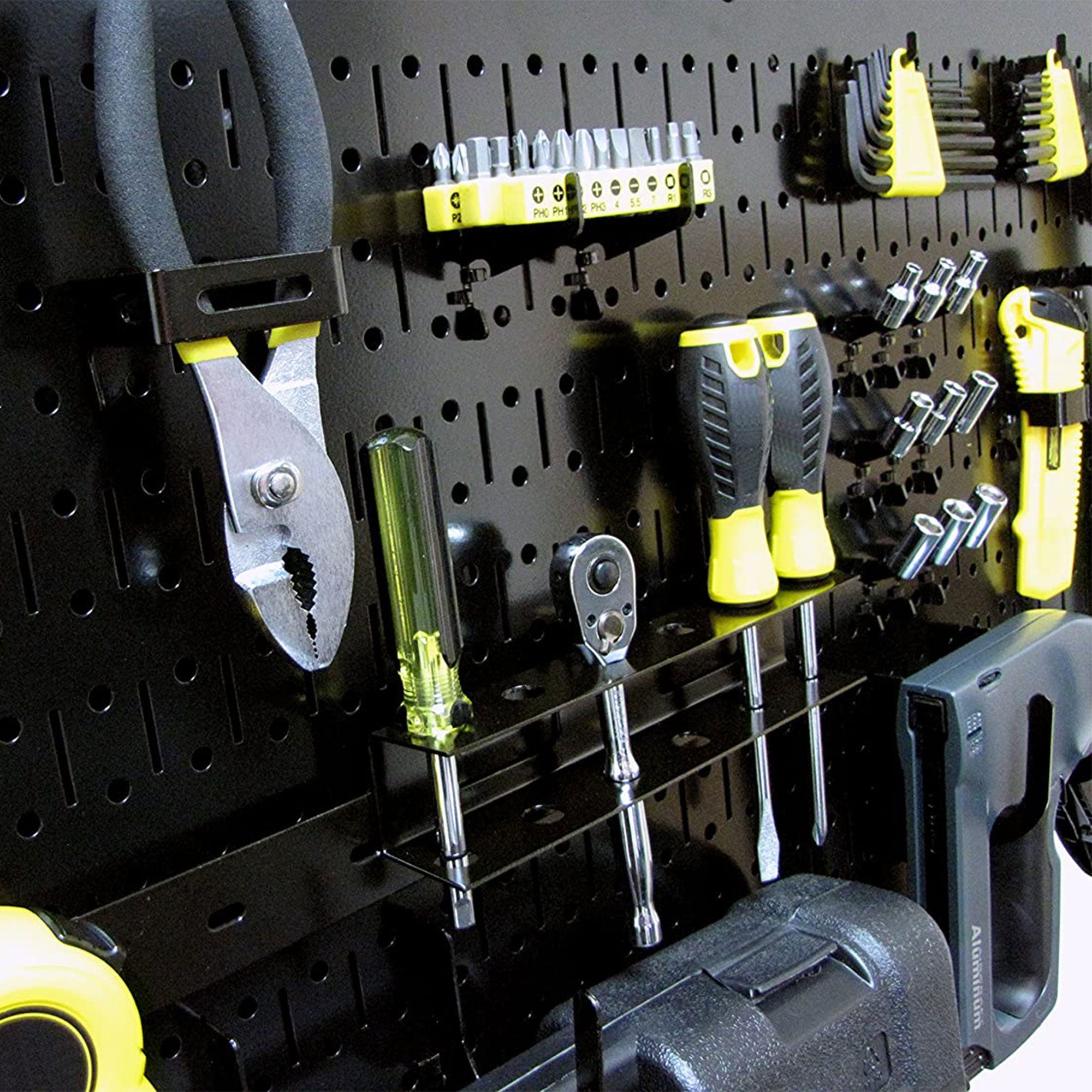 32" x 16" Horizontal Pegboard Garage Tool Organizer, Black (2 Pack) (Used) - VMInnovations