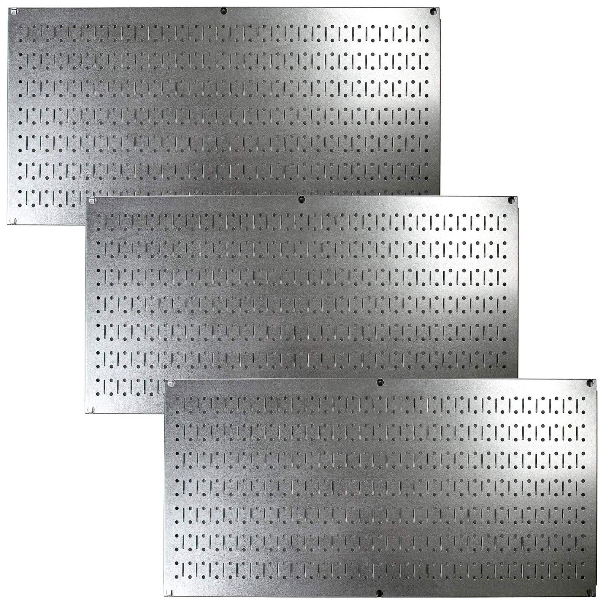 Wall Control 32"x16" Horizontal Pegboard Garage Tool Organizer, Silver (3 Pack) - VMInnovations