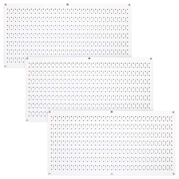 Wall Control 32" x 16" Horizontal Pegboard Garage Tool Organizer, White (3 Pack) - VMInnovations
