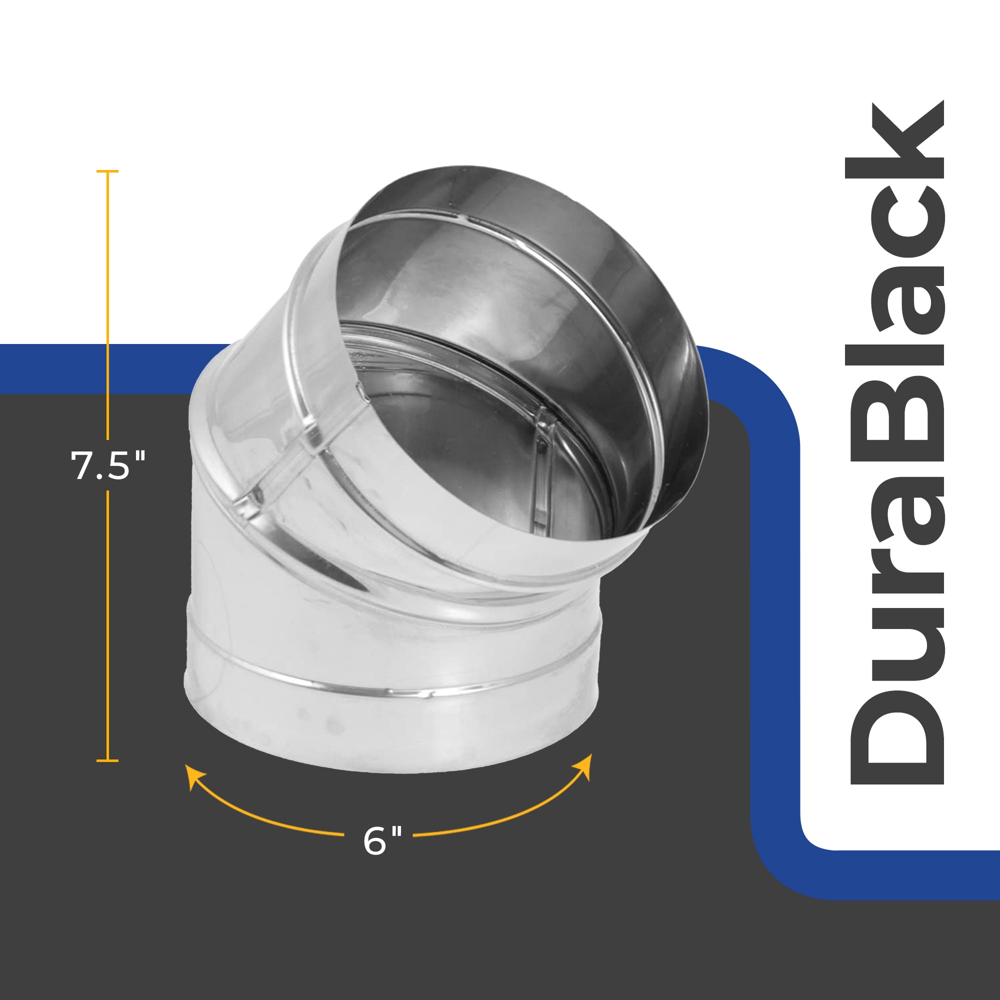 DuraVent 6" Stainless Steel Single Wall 45 Degree Elbow Stove Pipe (Open Box) - VMInnovations