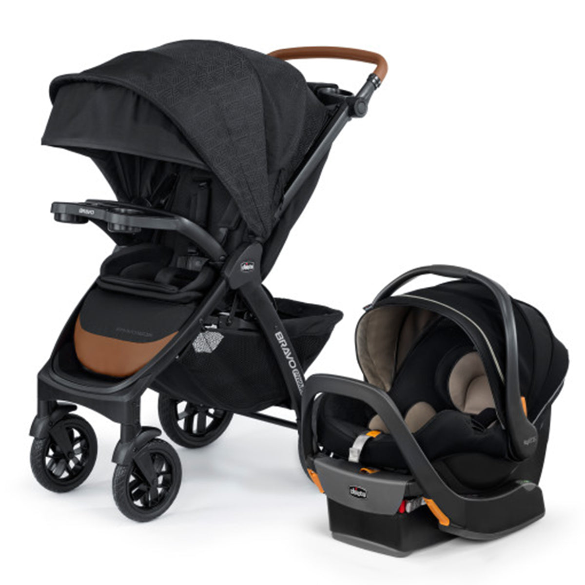 Chicco Bravo Primo Trio Quick-Fold Stroller Travel System, Springhill/Black - VMInnovations