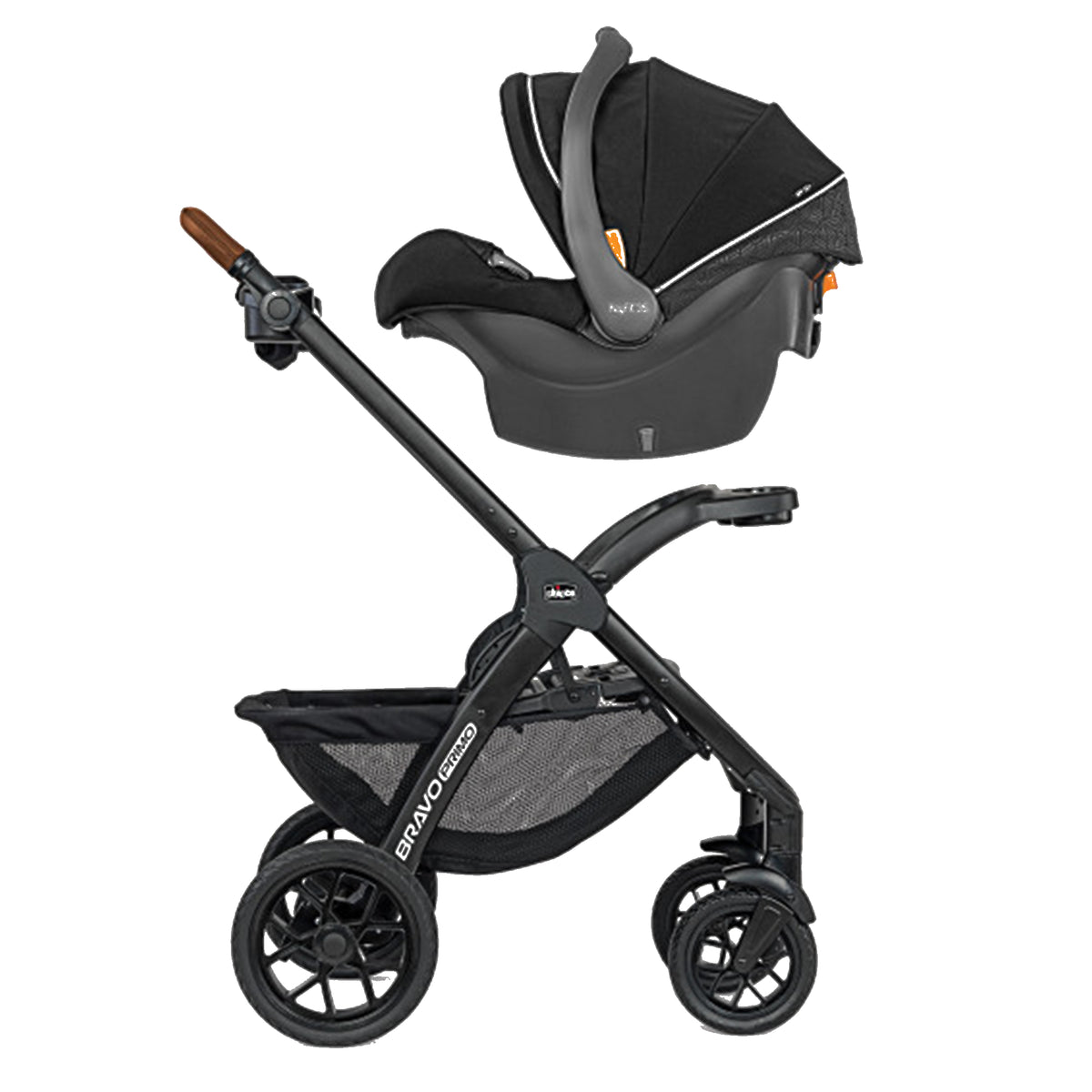 Chicco Bravo Primo Trio Quick-Fold Stroller Travel System, Springhill/Black - VMInnovations