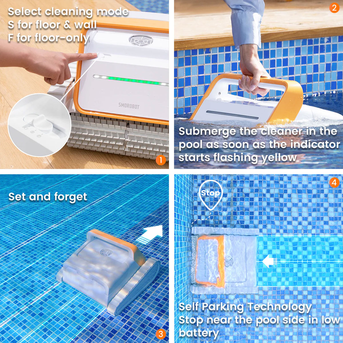 SMOROBOT (2023) Cordless Rechargeable Robotic Swimming Pool Cleaner (For Parts) - VMInnovations