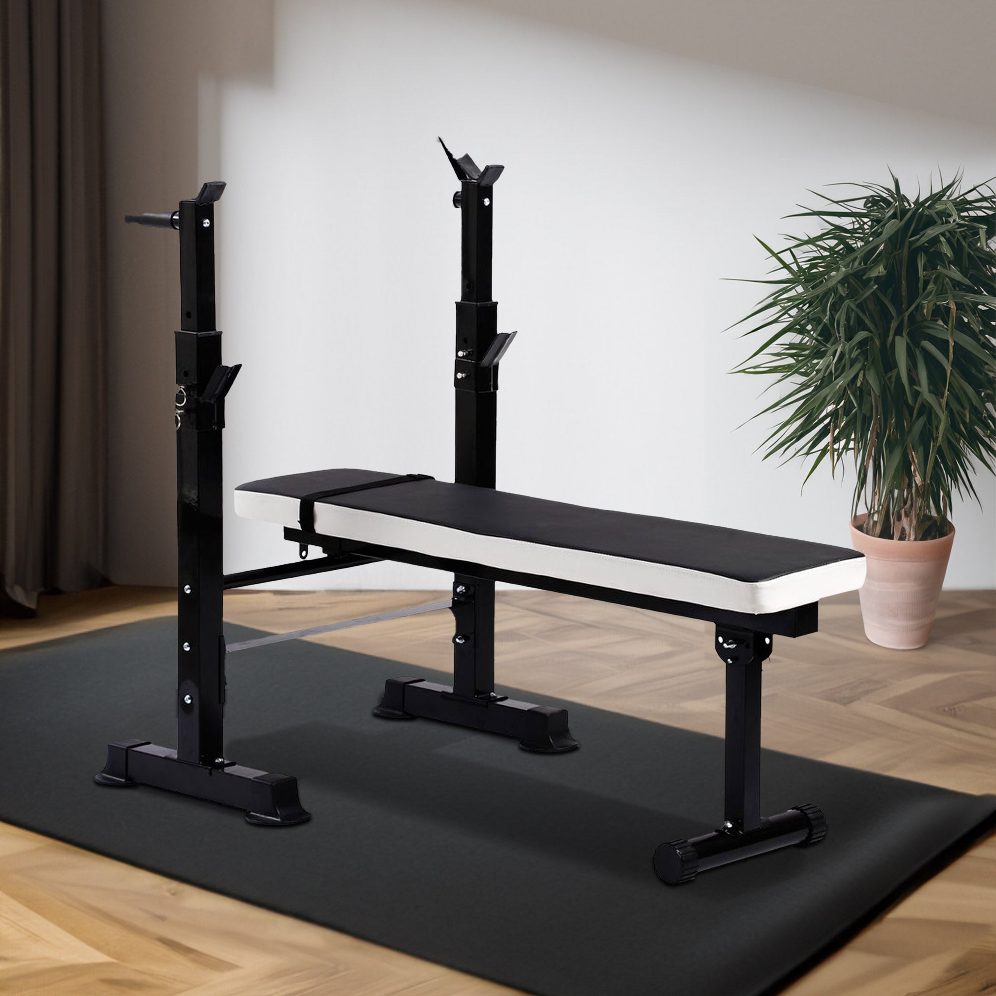 BalanceFrom Fitness Adjustable Strength Training Workout Station, Black & White
