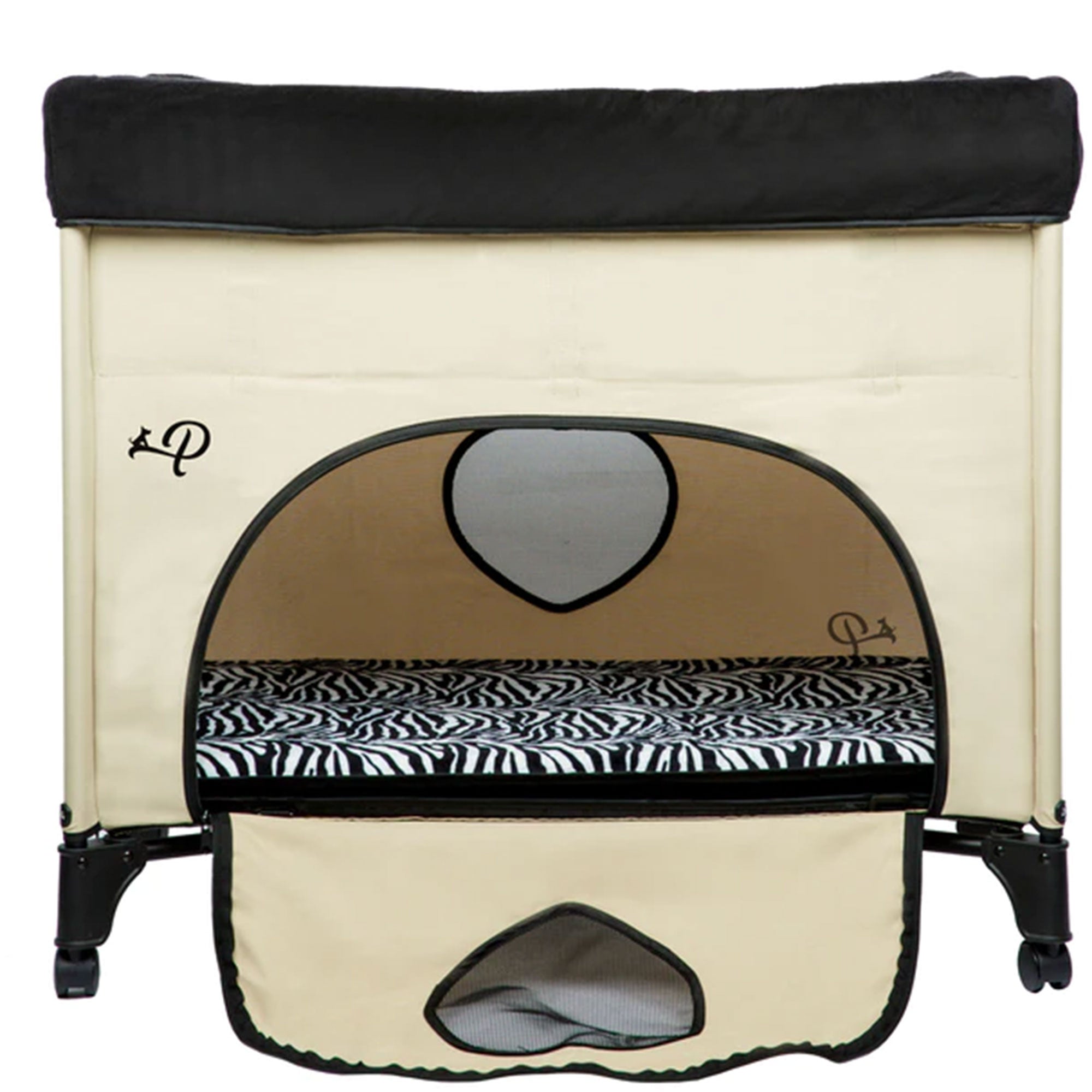 Bedside Lounge 2 Level Wheeled Pet Bed & Cot w/ Mattress, Zebra Vibes (Open Box) - VMInnovations