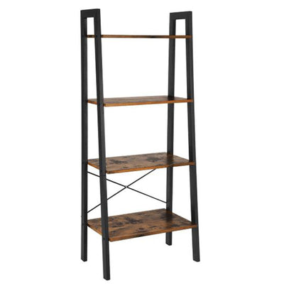 VASAGLE 4 Tier Steel Ladder Open Shelf Storage Rack, Vintage Black (Open Box)