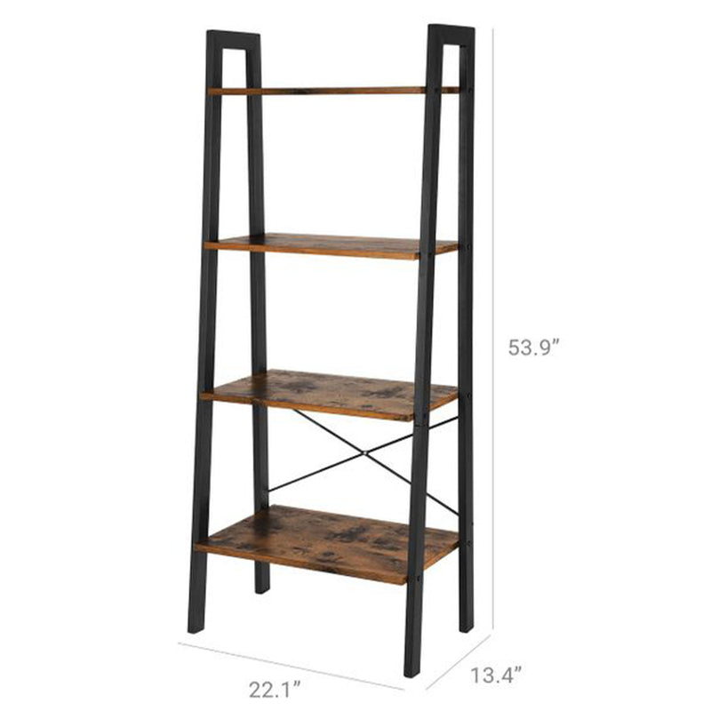 VASAGLE 4 Tier Steel Ladder Open Shelf Storage Rack, Vintage Black (Open Box)