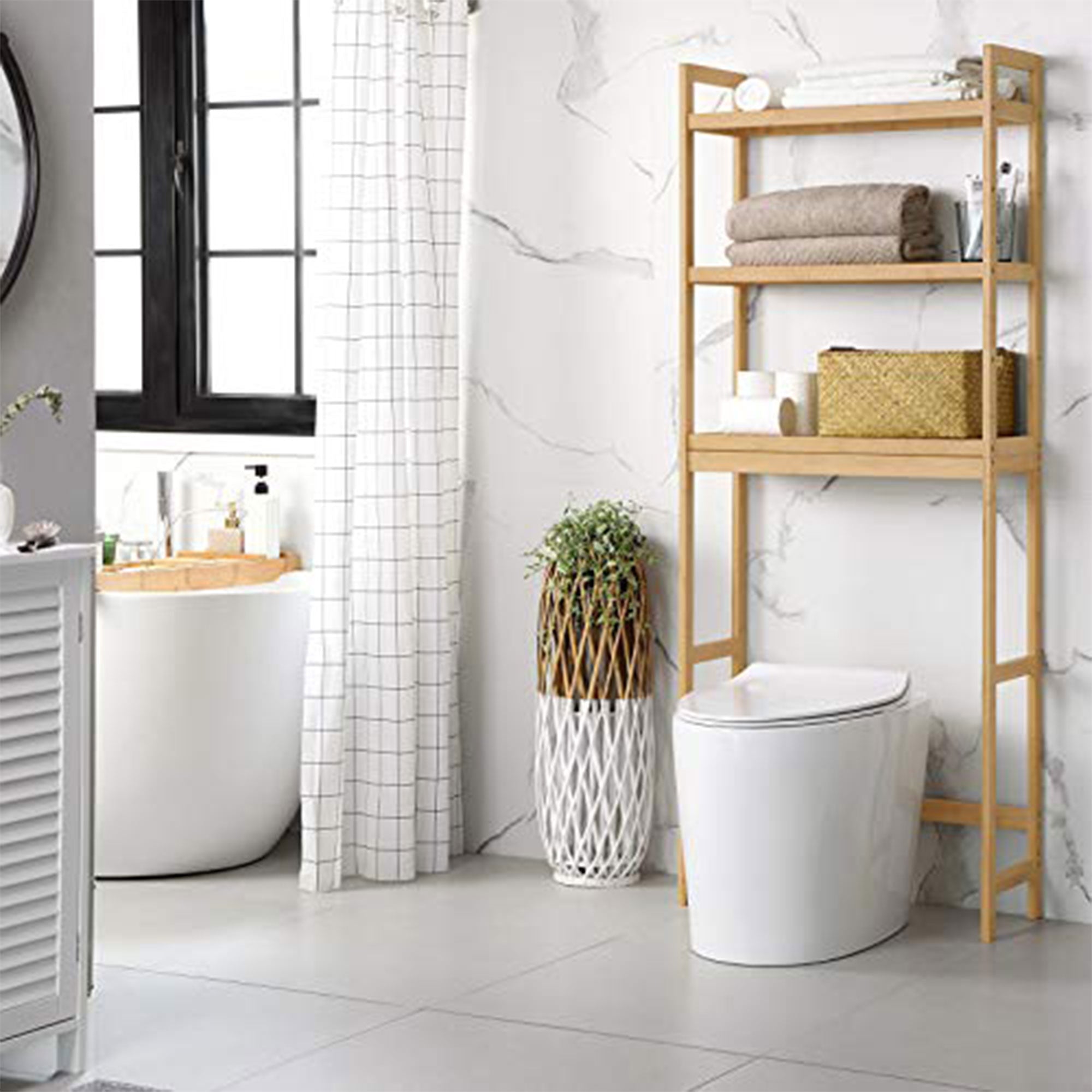 SONGMICS Bamboo 3-Tier Over the Toilet Bathroom Storage Organizer Rack (Used) - VMInnovations