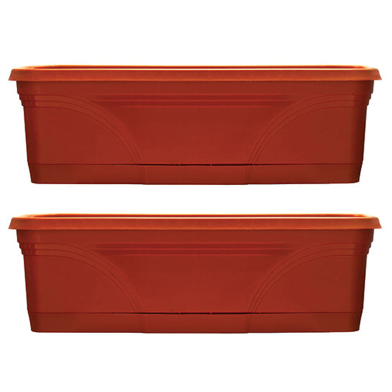 Southern Patio 36 Inch Medallion Hanging Garden Box Planter, Terracotta (2 Pack)