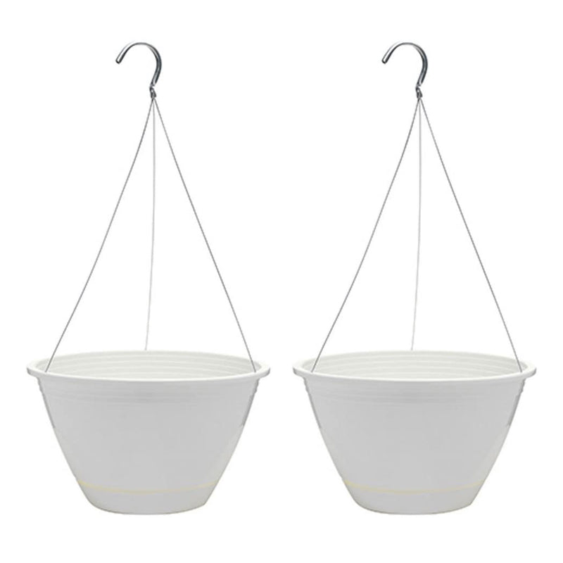 Southern Patio 10" Promotional Outdoor Hanging Planter Basket, White (2 Pack)