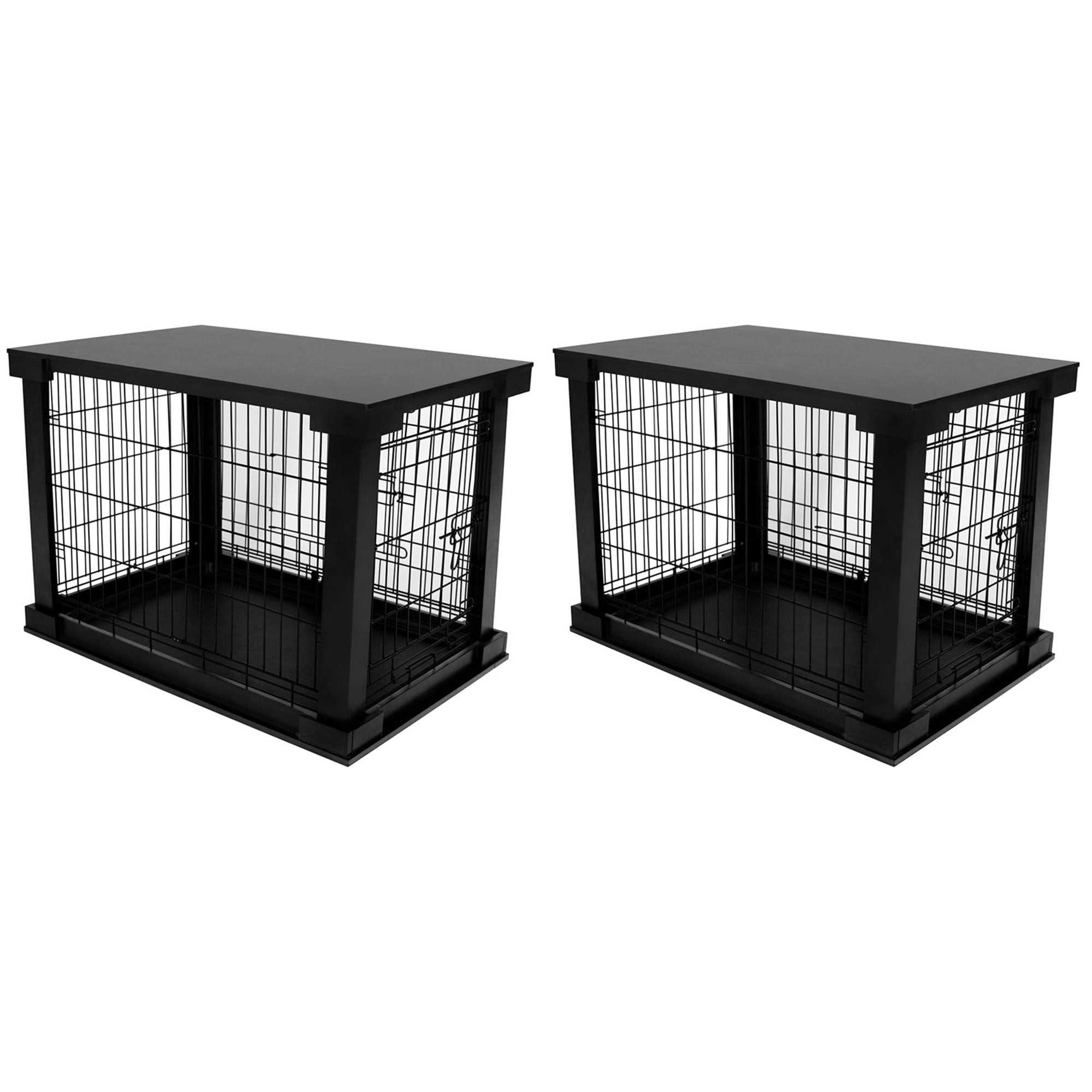 Merry Products Decorative Pet Cage with Protection Box End Table, Black (2 Pack)