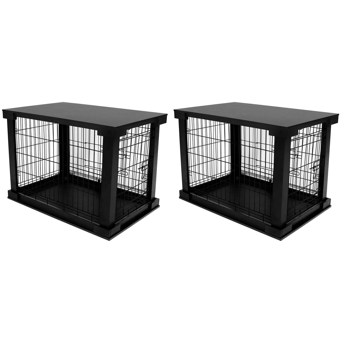 Merry Products Decorative Pet Cage with Protection Box End Table, Black (2 Pack)