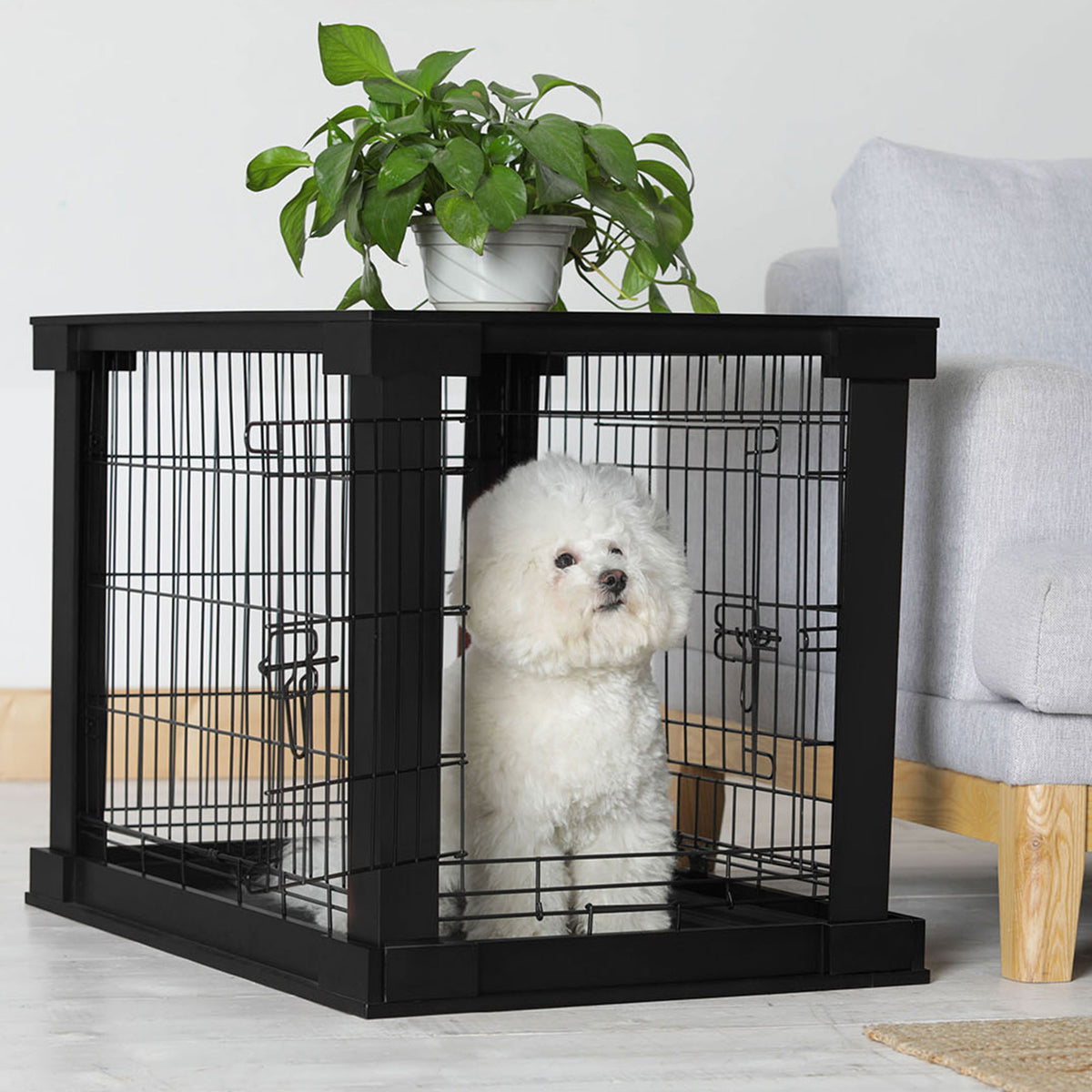 Merry Products Decorative Pet Cage with Protection Box End Table, Black (2 Pack)