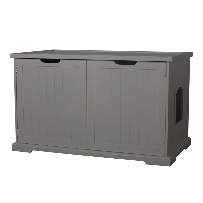 Merry PTH1031722510 Pet Cat Washroom Bench with Removable Partition Wall, Gray + Merry Products Pet Cat Washroom Bench with Removable Partition Wall, Walnut