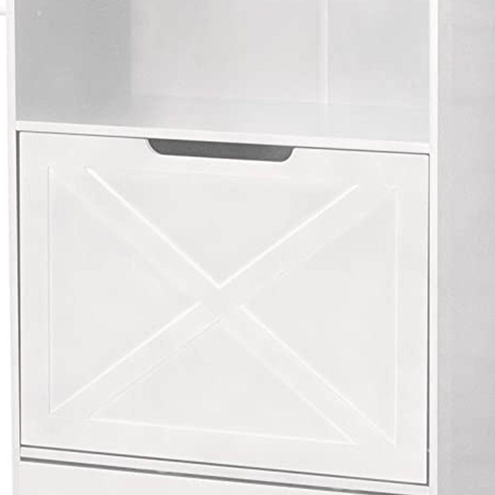 Merry Products Pet Cat Washroom Bench with Removable Partition Wall, Walnut + Zoovilla Pet Feeder Large Storage Bin with Hidden Elevated Dog Bowl Stand, White