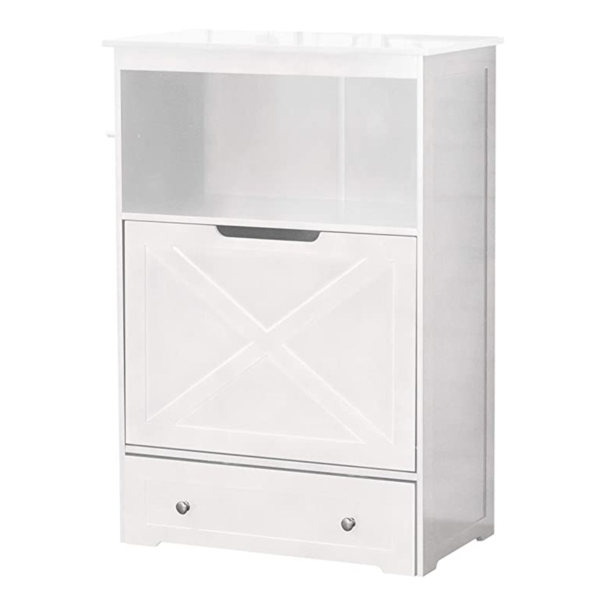 Merry PTH1031722510 Pet Cat Washroom Bench with Removable Partition Wall, Gray + Zoovilla Pet Feeder Large Storage Bin with Hidden Elevated Dog Bowl Stand, White