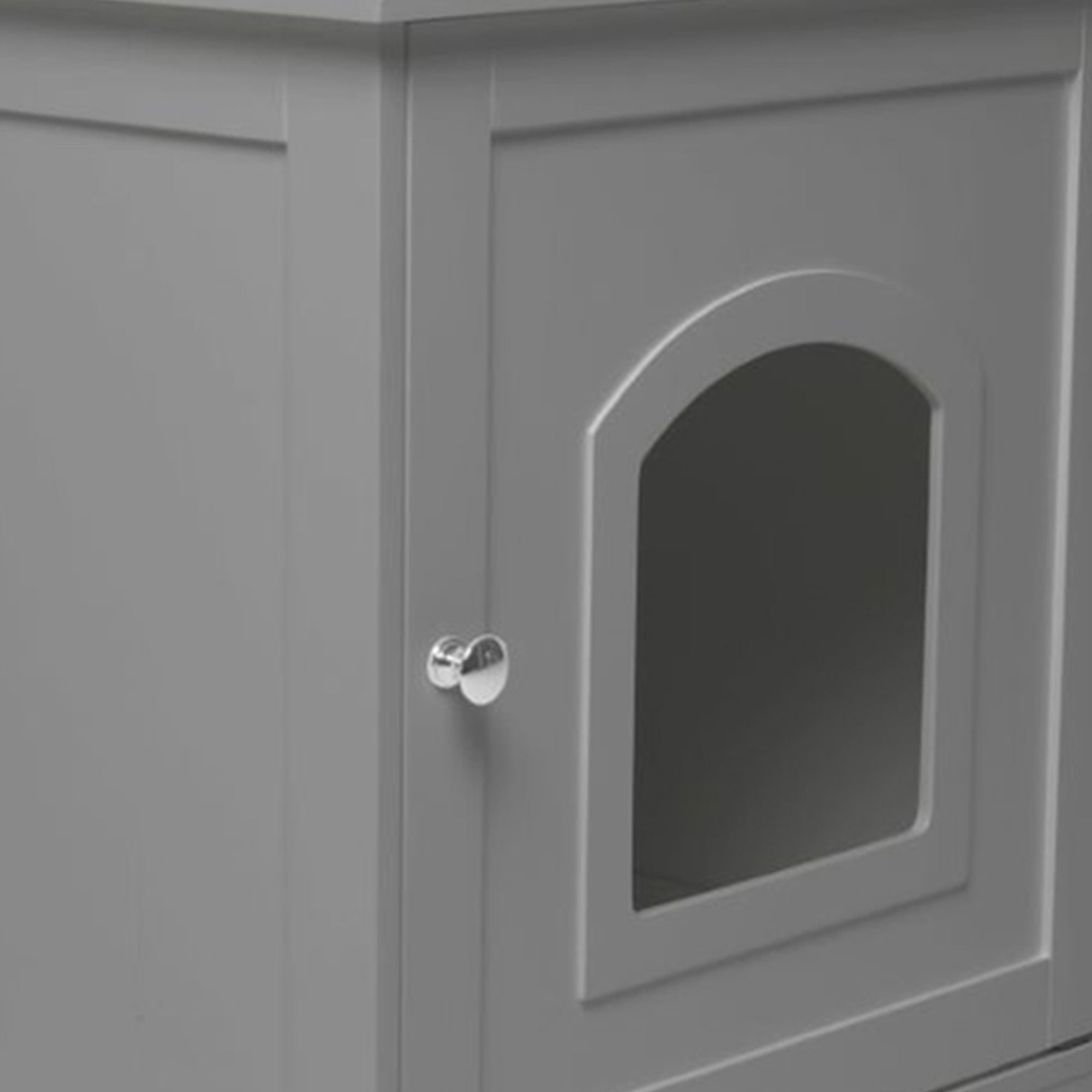 Merry PTH1031722510 Pet Cat Washroom Bench with Removable Partition Wall, Gray + zoovilla Kitty Litter Loo Indoor Hidden Litter Box Enclosure Furniture, Gray