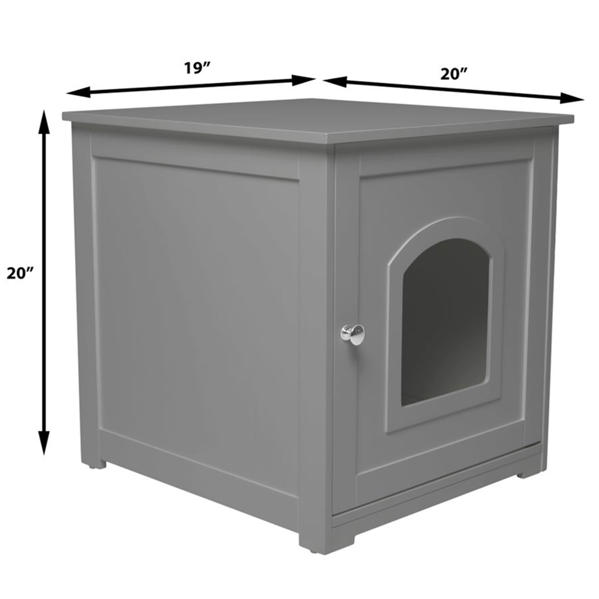 Merry PTH1031722510 Pet Cat Washroom Bench with Removable Partition Wall, Gray + zoovilla Kitty Litter Loo Indoor Hidden Litter Box Enclosure Furniture, Gray