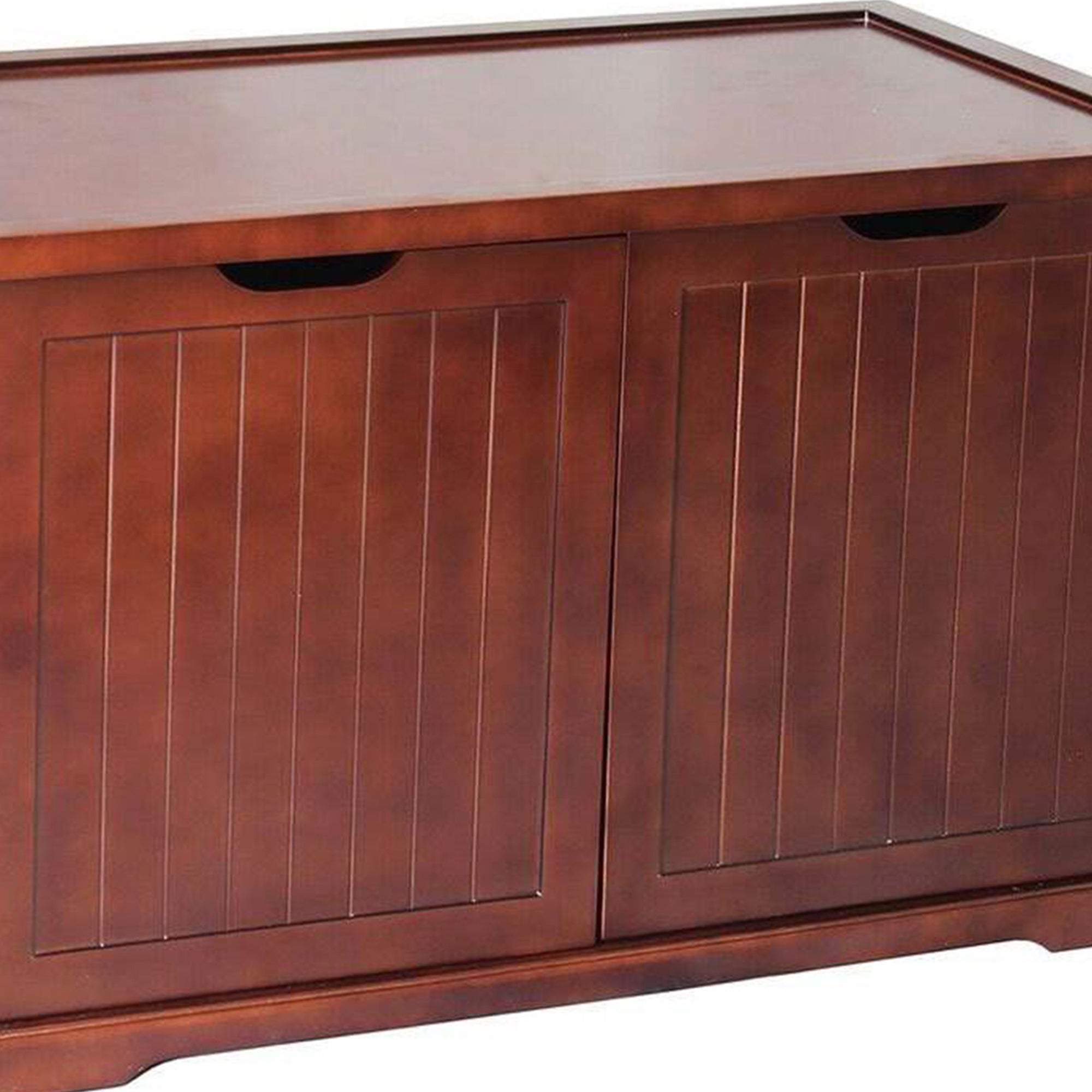 Merry Products Pet Cat Washroom Bench with Removable Partition Wall, Walnut + zoovilla Kitty Litter Loo Indoor Hidden Litter Box Furniture Enclosure, Black