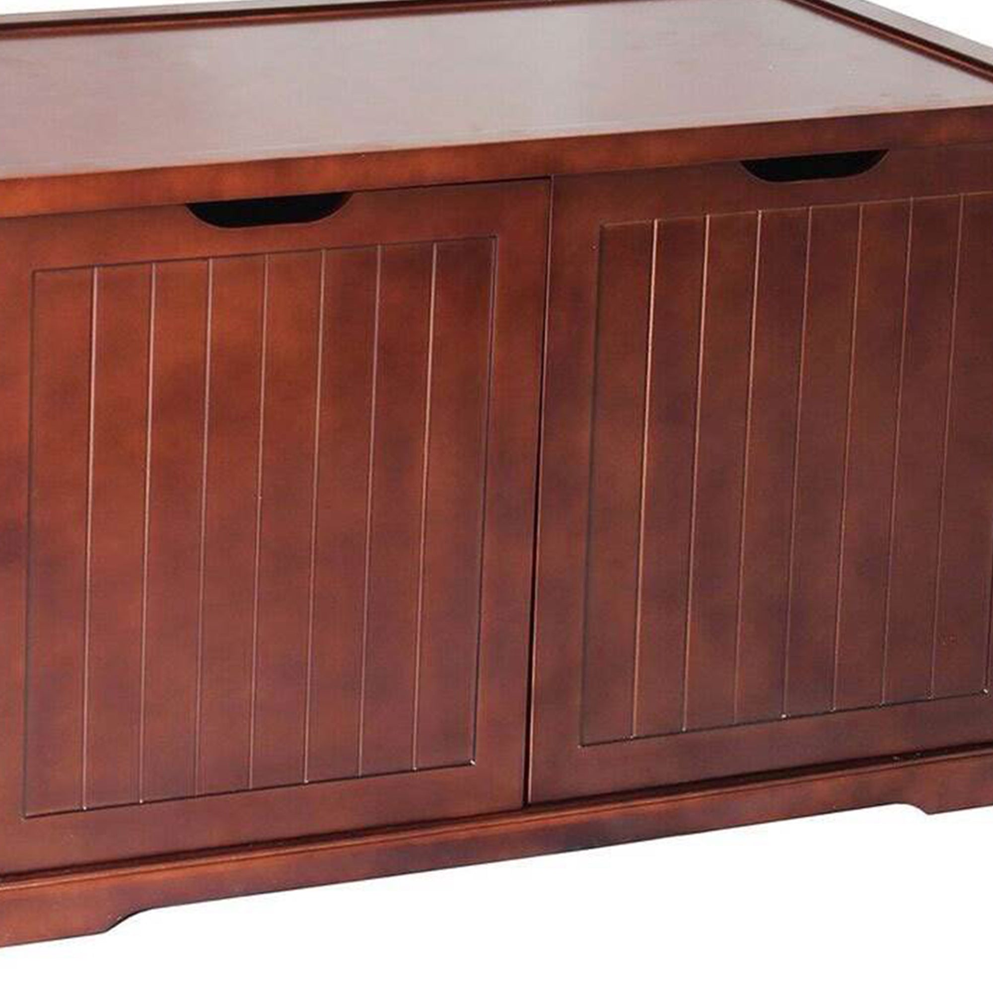 Merry Products Pet Cat Washroom Bench with Removable Partition Wall, Walnut + Merry Products Decorative Cat Enclosed Litter Box Washroom Night Stand, Espresso