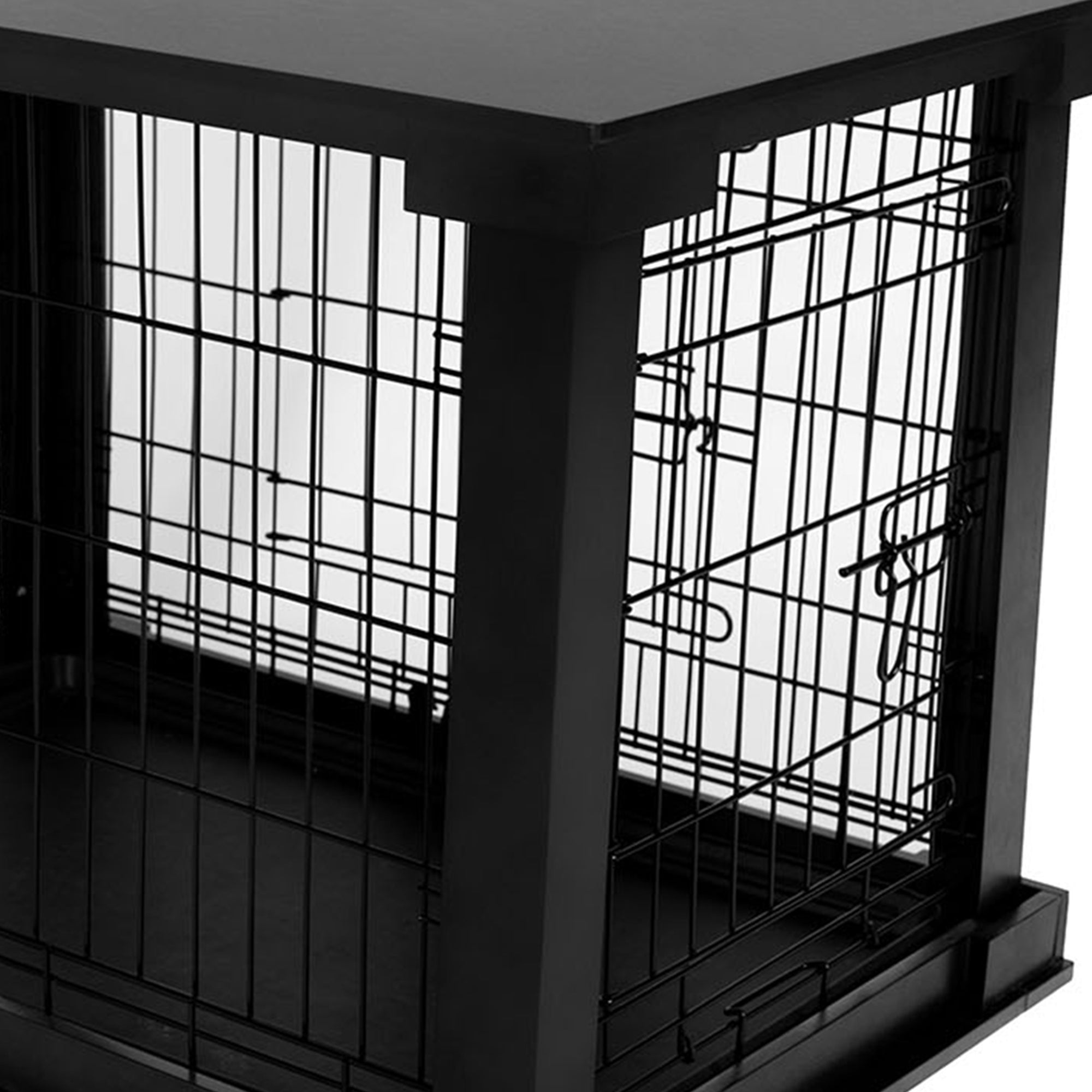 Merry Products Decorative Pet Cage w/ Protection Box End Table, Black + Merry Products Decorative Bench with Enclosed Cat Litter Washroom Box, Black