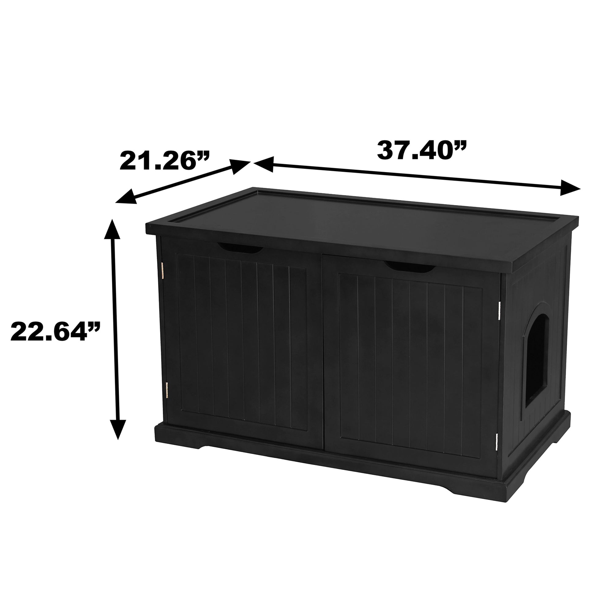 Merry Products Decorative Pet Cage w/ Protection Box End Table, Black + Merry Products Decorative Bench with Enclosed Cat Litter Washroom Box, Black