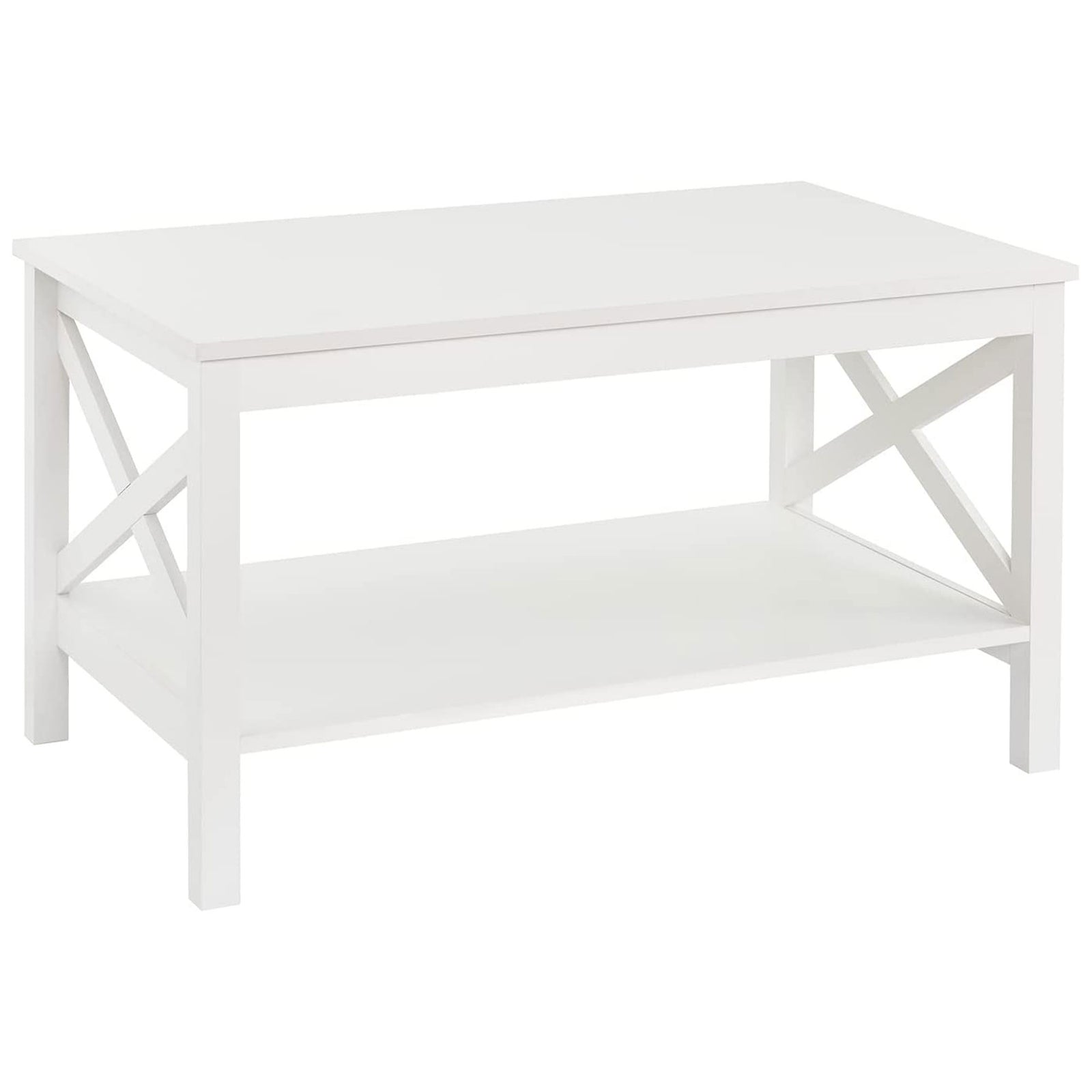 ClosetMaid X Frame Living Room Accent Coffee Table with Shelf Storage, White - VMInnovations