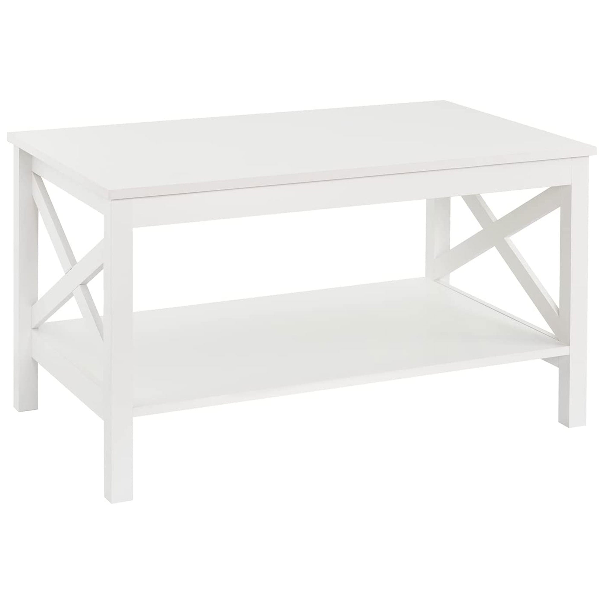 ClosetMaid X Frame Living Room Accent Coffee Table w/ Shelf Storage, White(Used)