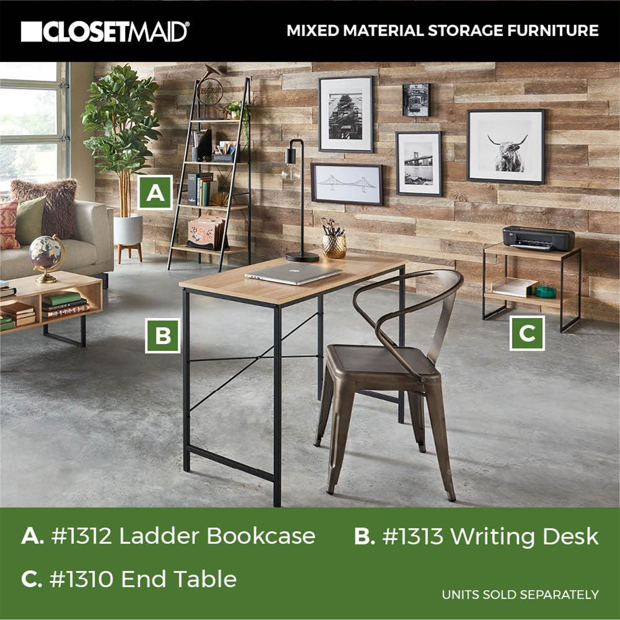 ClosetMaid Console Table/Desk, Home Decor Accent Entryway Furniture, Natural - VMInnovations