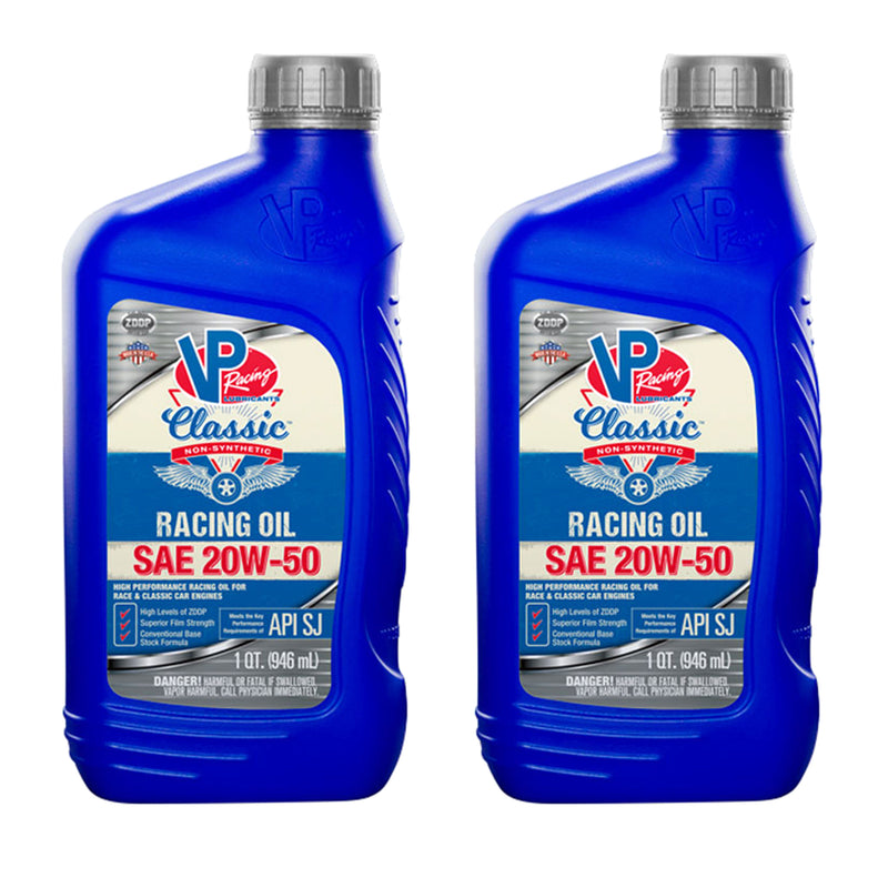 VP Racing Fuels 2691 Classic Non Synthetic Racing Oil, Quart, SAE 20W-50, 2 Pack