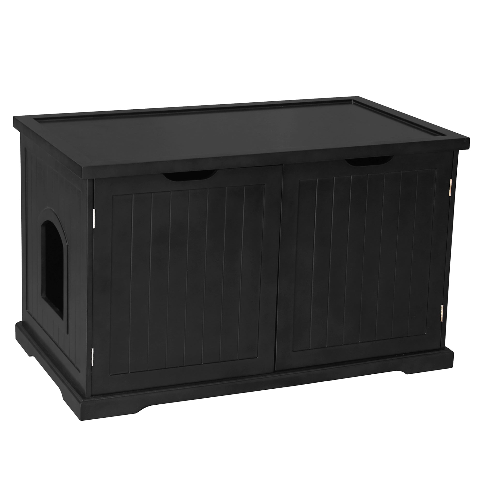 Merry Products Decorative Pet Cage w/ Protection Box End Table, Large, Brown + Merry Products Decorative Bench with Enclosed Cat Litter Washroom Box, Black - VMInnovations