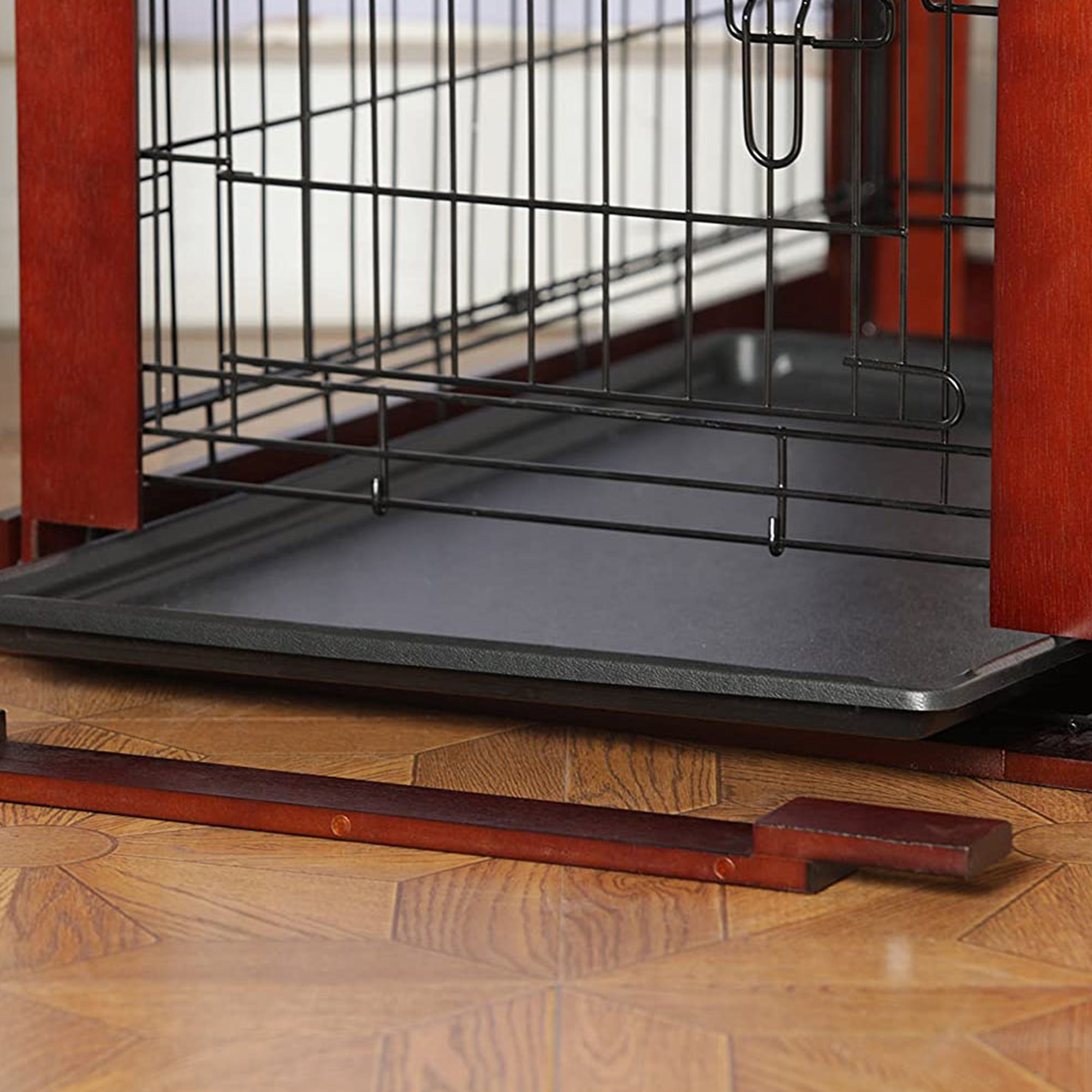 Merry Products Decorative Pet Cage w/ Protection Box End Table, Large, Brown + Merry Products Decorative Bench with Enclosed Cat Litter Washroom Box, Black - VMInnovations