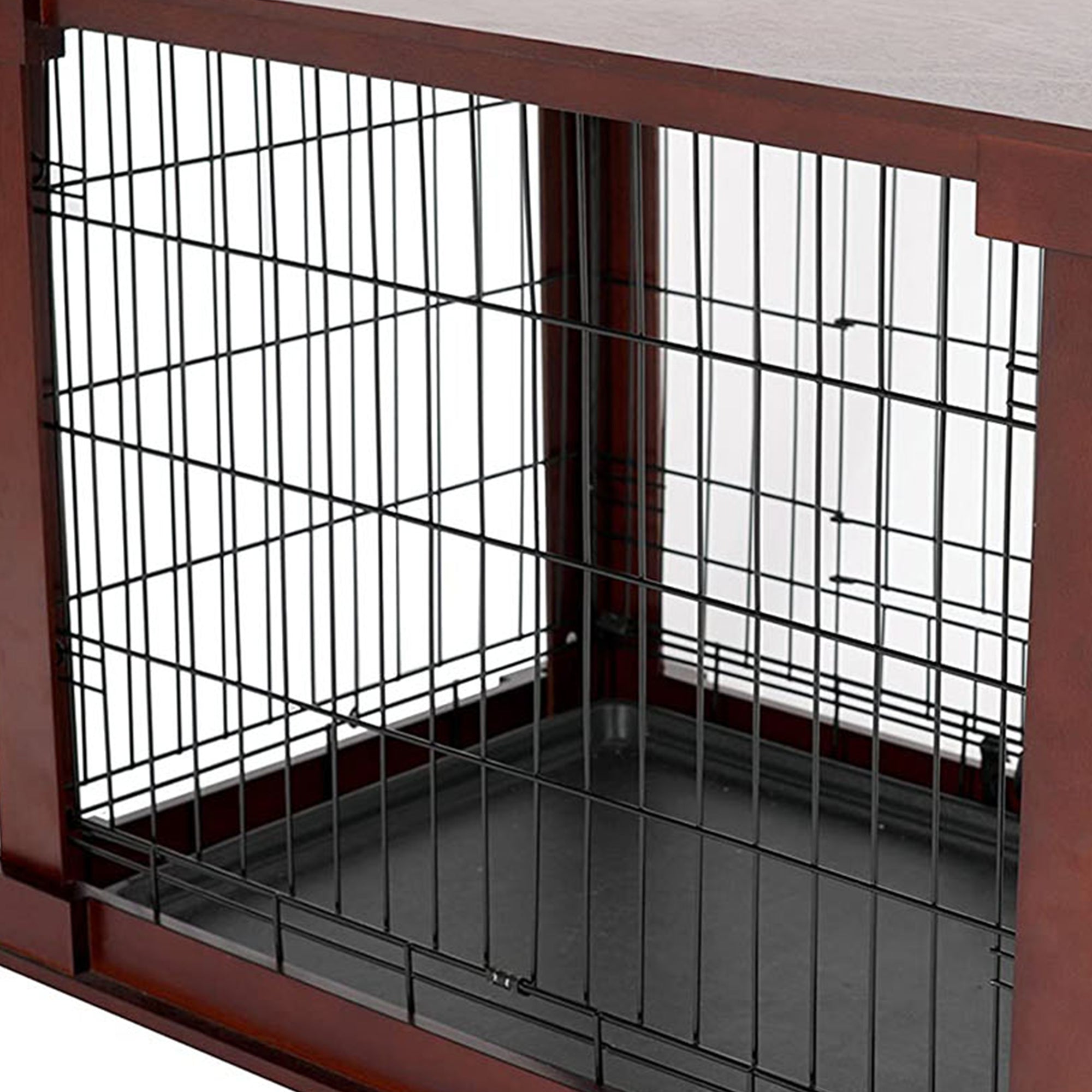 Merry Products Decorative Pet Cage w/ Protection Box End Table, Large, Brown + zoovilla Kitty Litter Loo Indoor Hidden Litter Box Furniture Enclosure, Black