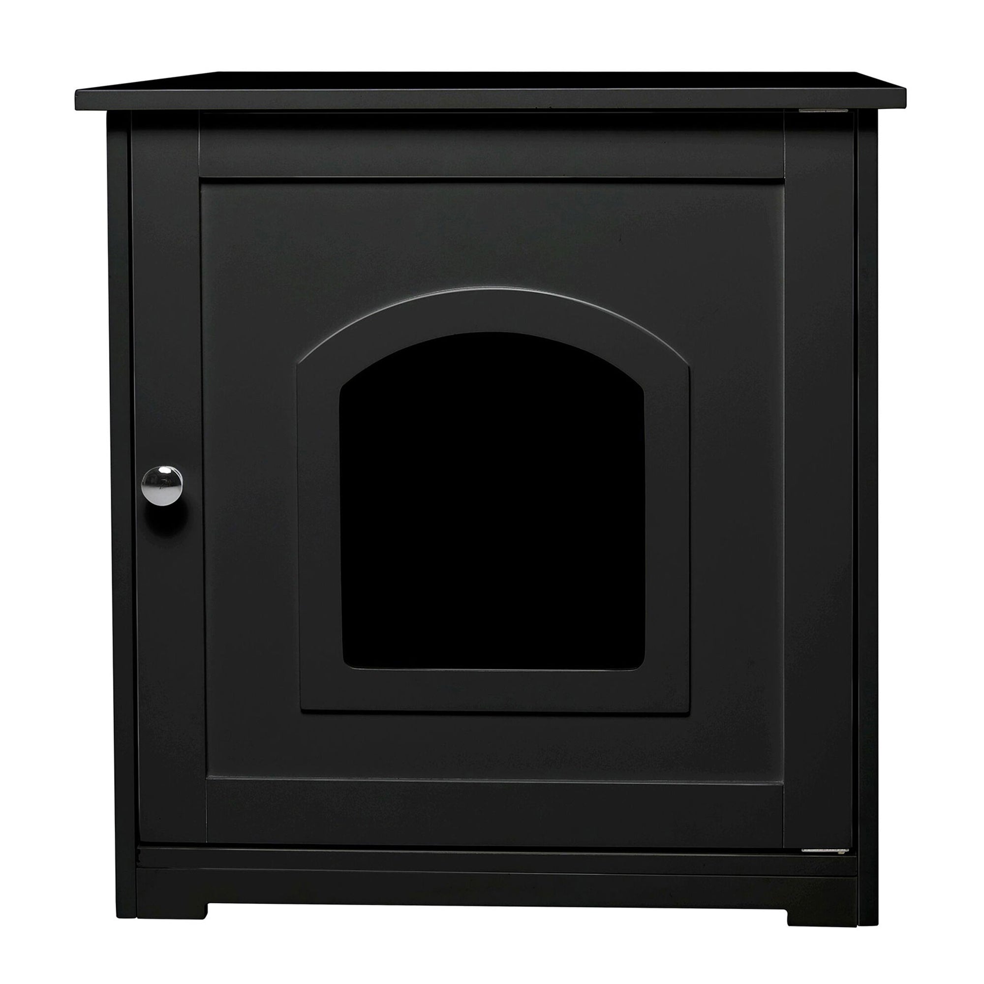 Merry Products Decorative Pet Cage w/ Protection Box End Table, Large, Brown + zoovilla Kitty Litter Loo Indoor Hidden Litter Box Furniture Enclosure, Black