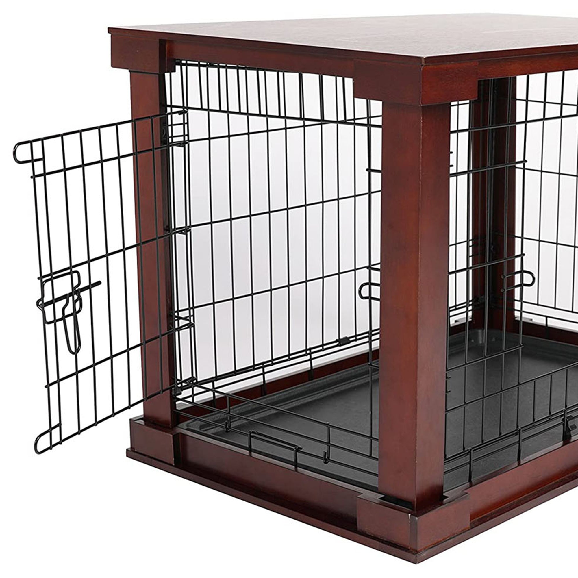 Merry Products Decorative Pet Cage w/ Protection Box End Table, Large, Brown + Merry Products Decorative Cat Enclosed Litter Box Washroom Night Stand, Espresso